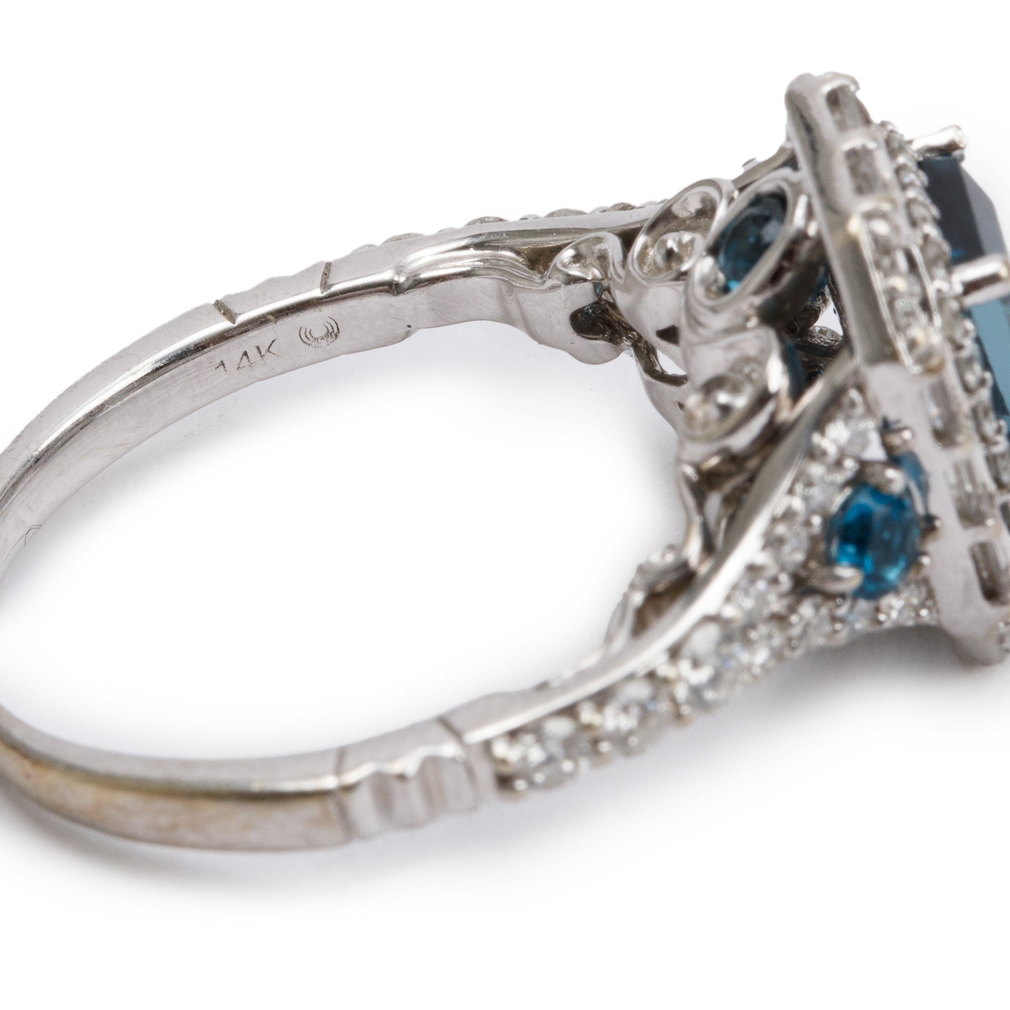 Disney 14k White Gold Blue Topaz & Diamond Ring, Size 7.75