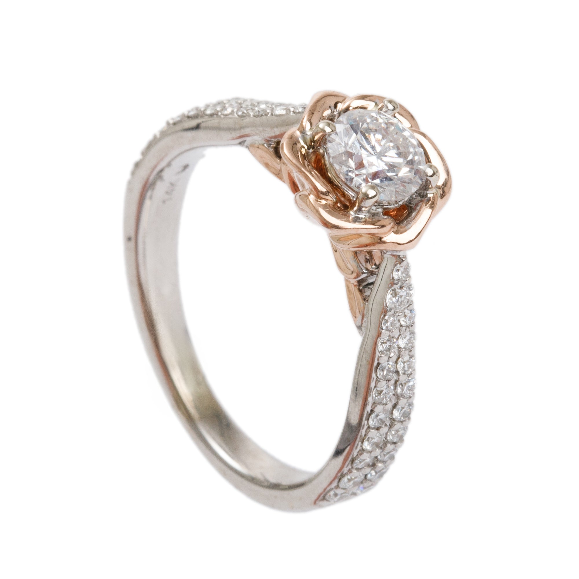 Disney 14k White & Rose Gold Diamond Ring, Size 5.25