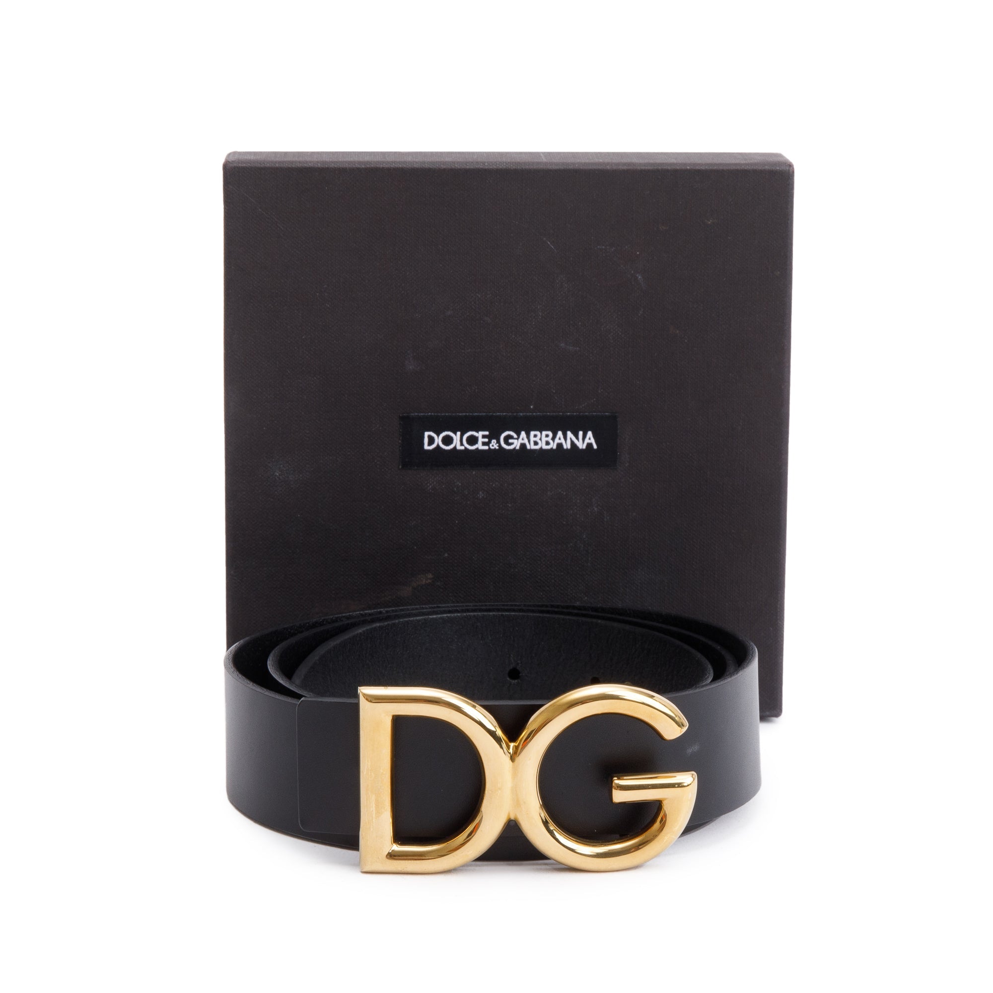 Dolce & Gabbana Black Calf Leather Cintura Asta Dritta Belt 95 38 w/ Box