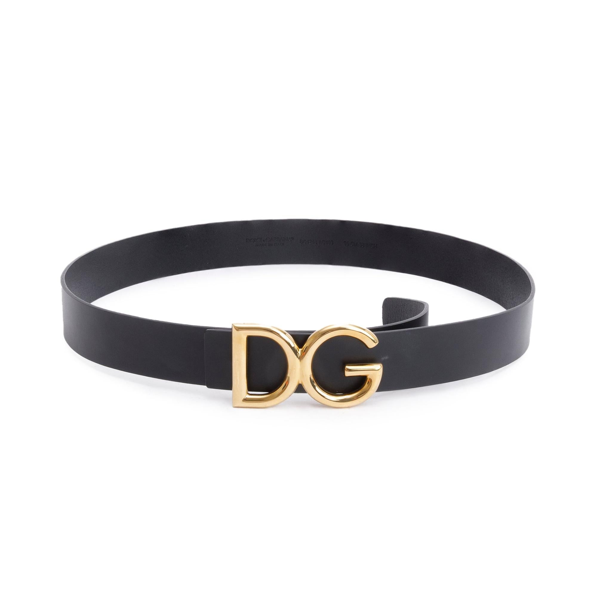 Dolce & Gabbana Black Calf Leather Cintura Asta Dritta Belt 95 38 w/ Box