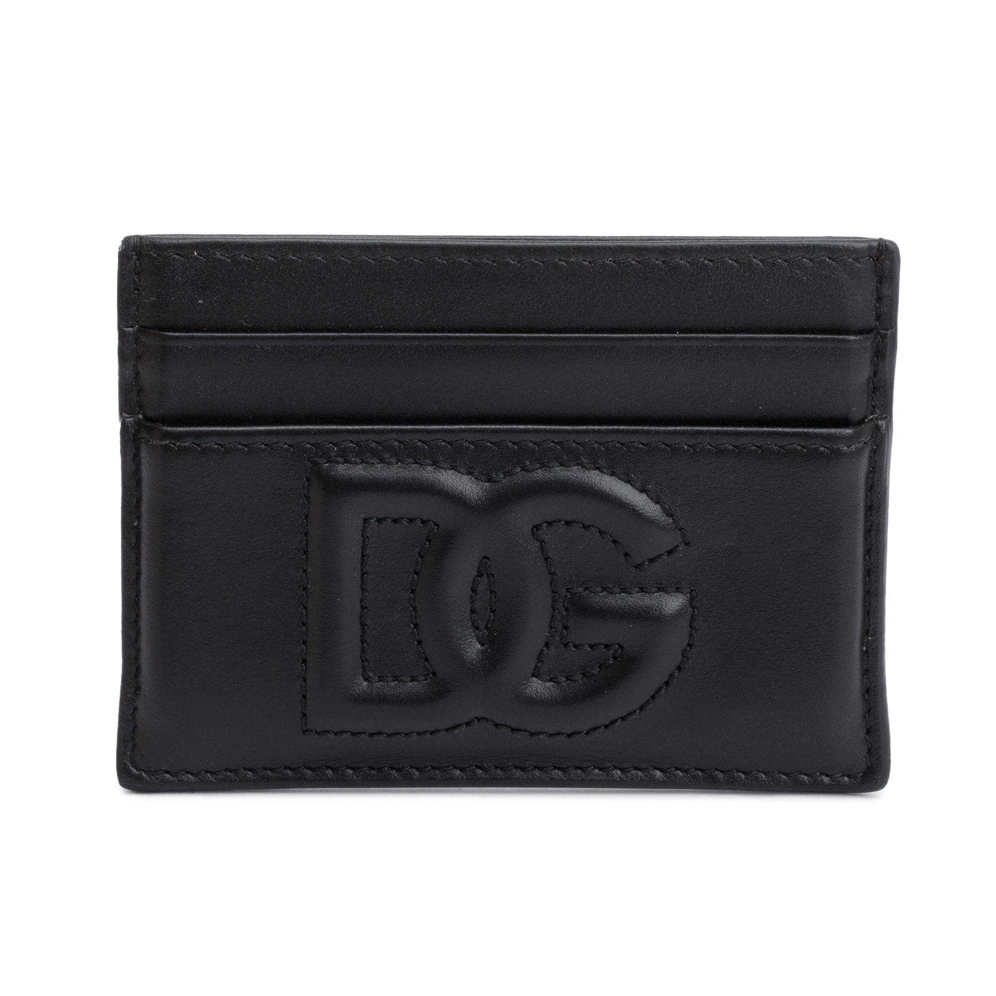 Dolce & Gabbana Black Calfskin Leather DG Logo Card Holder