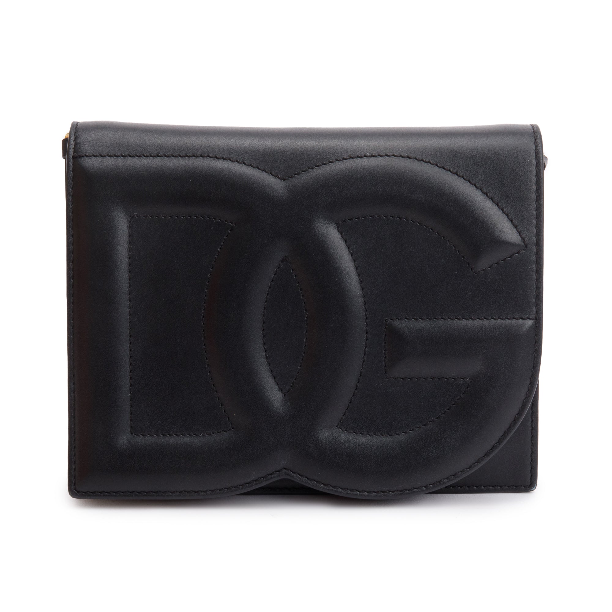 Dolce & Gabbana Black Calfskin Leather DG Logo Crossbody Bag