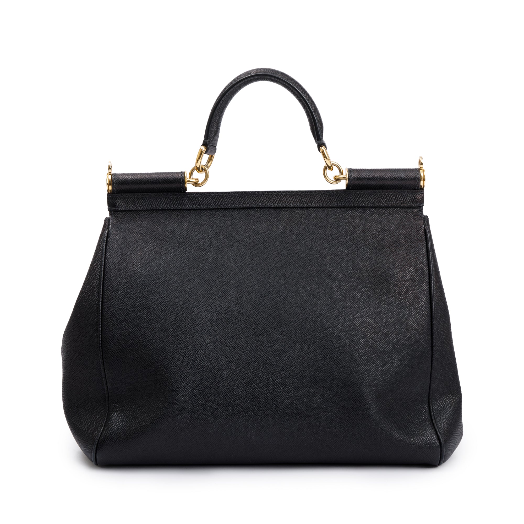 Dolce & Gabbana Black Leather Large Miss Sicily Bag w/ Strap & Authenticity Card