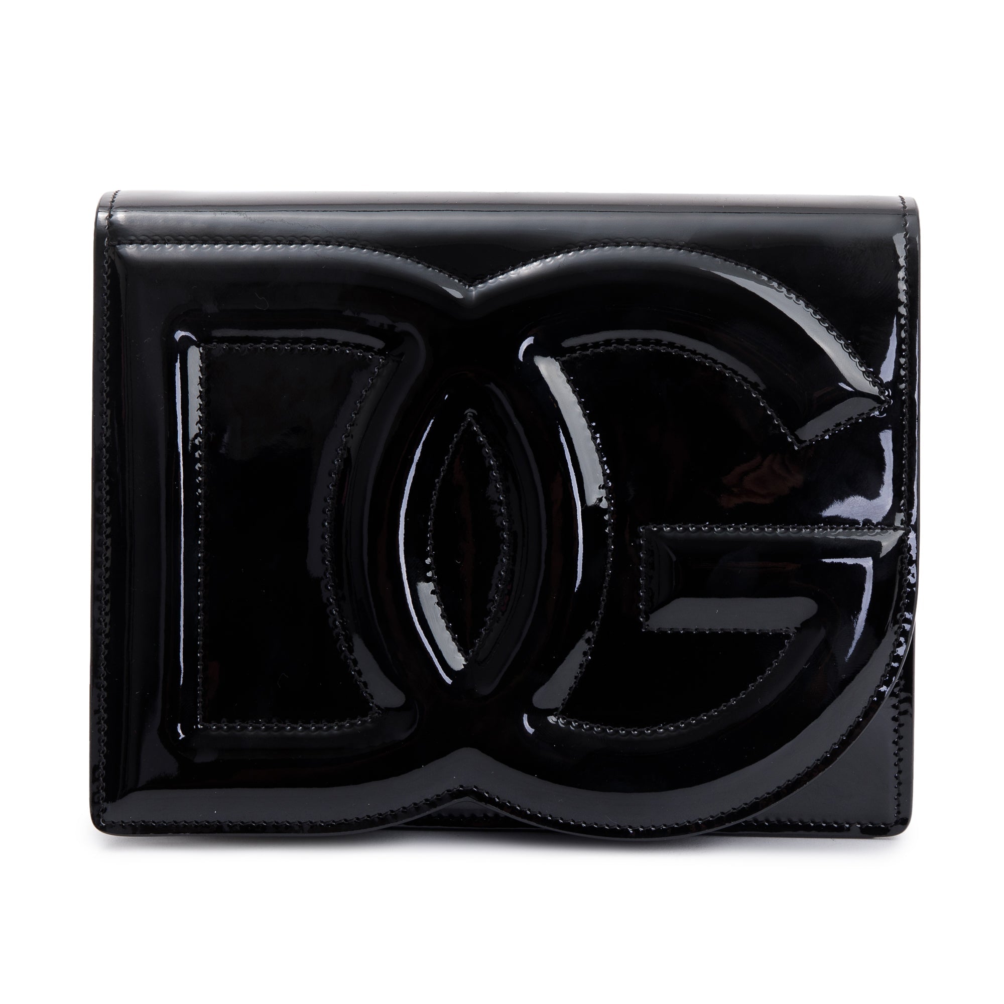 Dolce & Gabbana Black Patent Leather DG Logo Crossbody Bag w/ Box & Authenticity Card