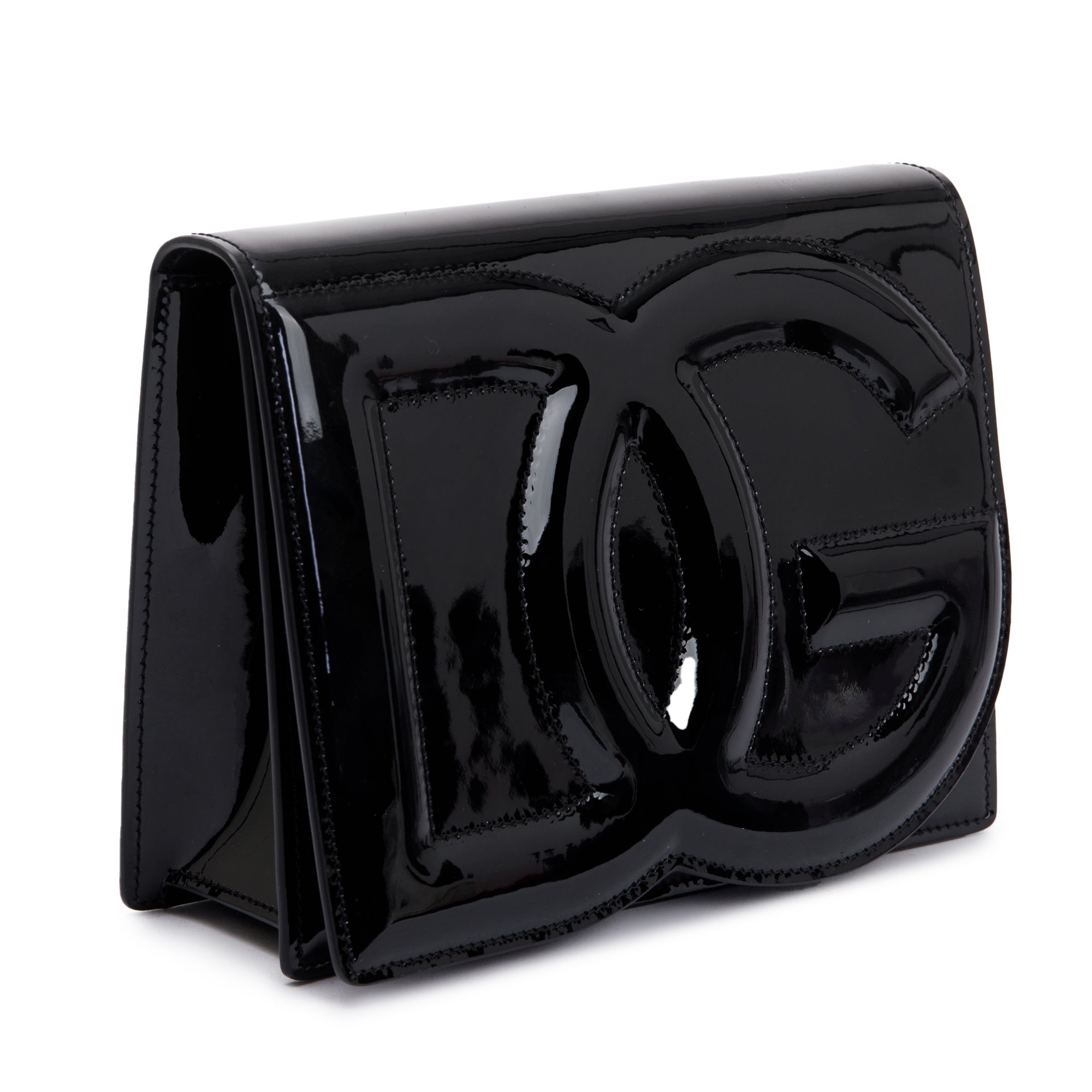 Dolce & Gabbana Black Patent Leather DG Logo Crossbody Bag w/ Box & Authenticity Card