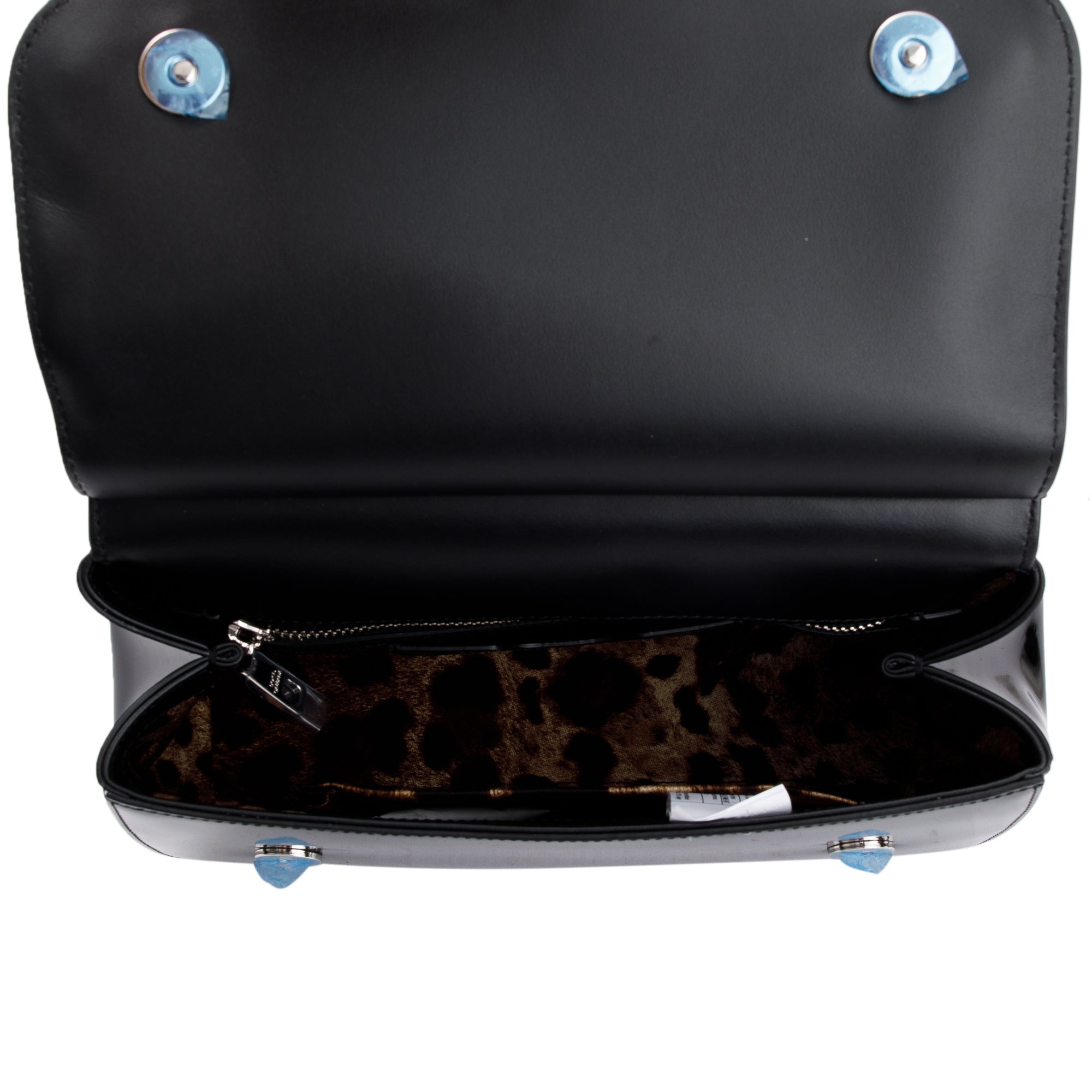 Dolce & Gabbana Black Patent Leather Medium Kim Sicily Bag w/ Strap & Box