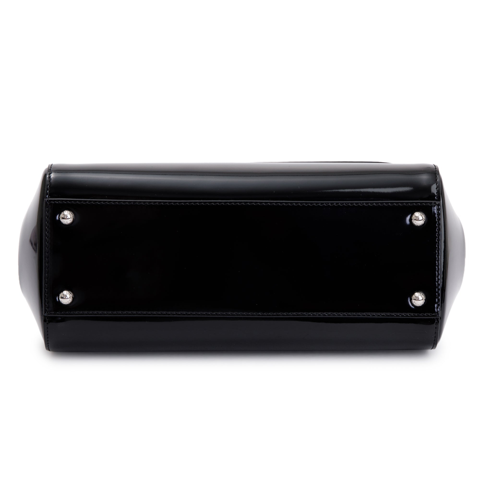 Dolce & Gabbana Black Patent Leather Medium Kim Sicily Bag w/ Strap & Box