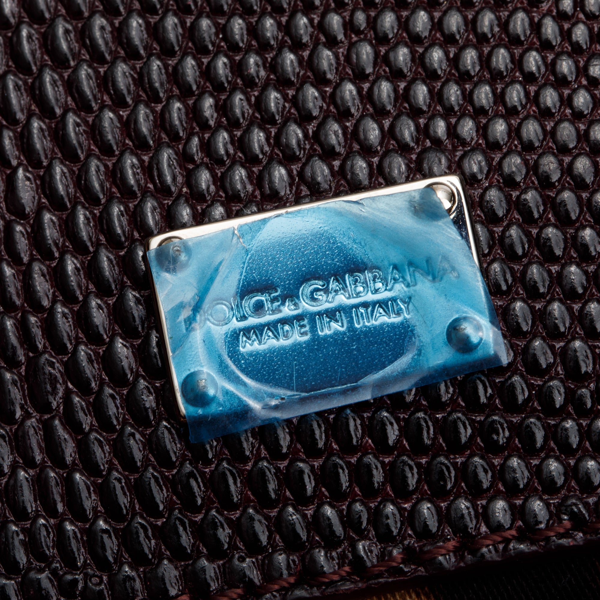 Dolce & Gabbana Burgundy Lizard Embossed Leather Medium Miss Monica Bag w/ Strap & Authenticity Card