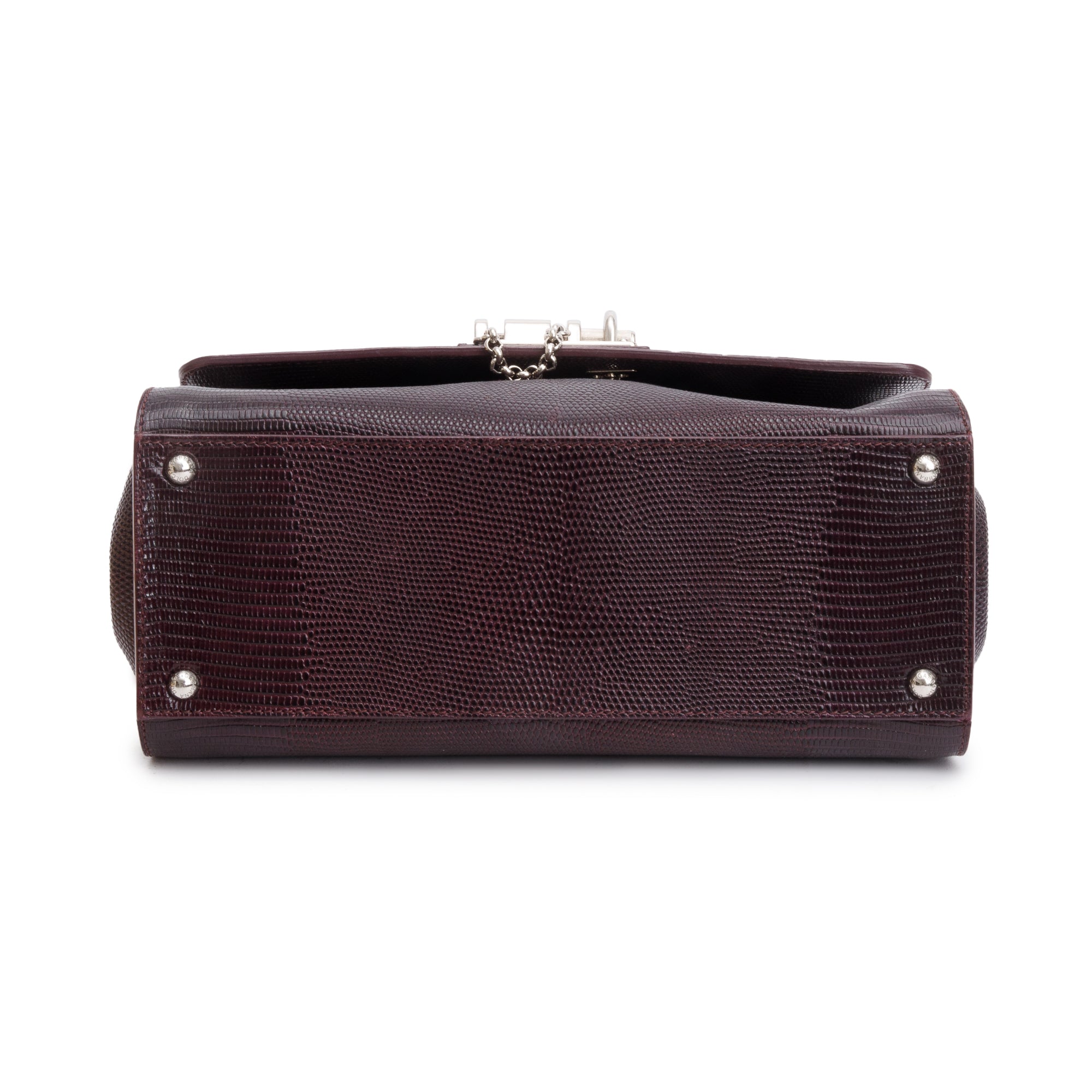 Dolce & Gabbana Burgundy Lizard Embossed Leather Medium Miss Monica Bag w/ Strap & Authenticity Card