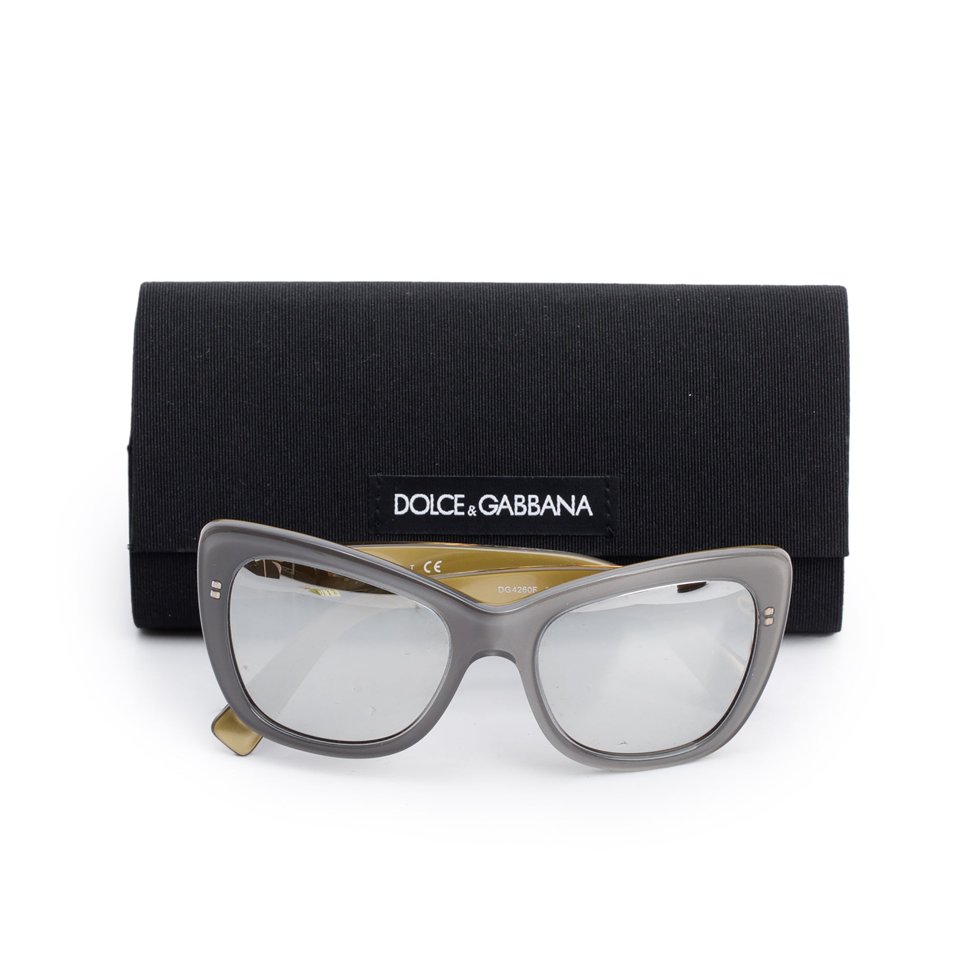 Dolce & Gabbana DG4260/F Grey/Gold Acetate Cat-Eye Sunglasses w/ Case