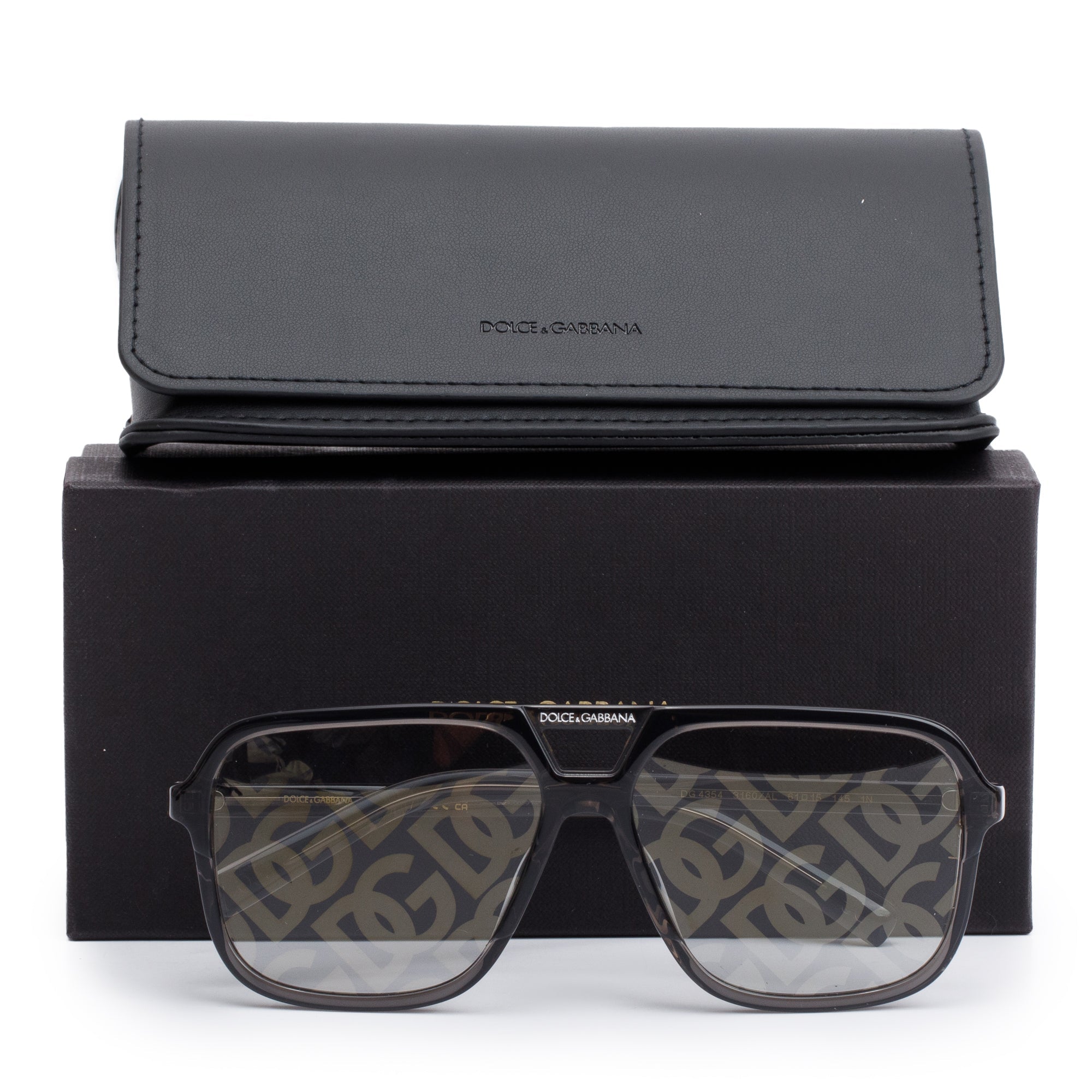 Dolce & Gabbana DG4354 Grey Acetate Angel Square Sunglasses w/ Box & Case
