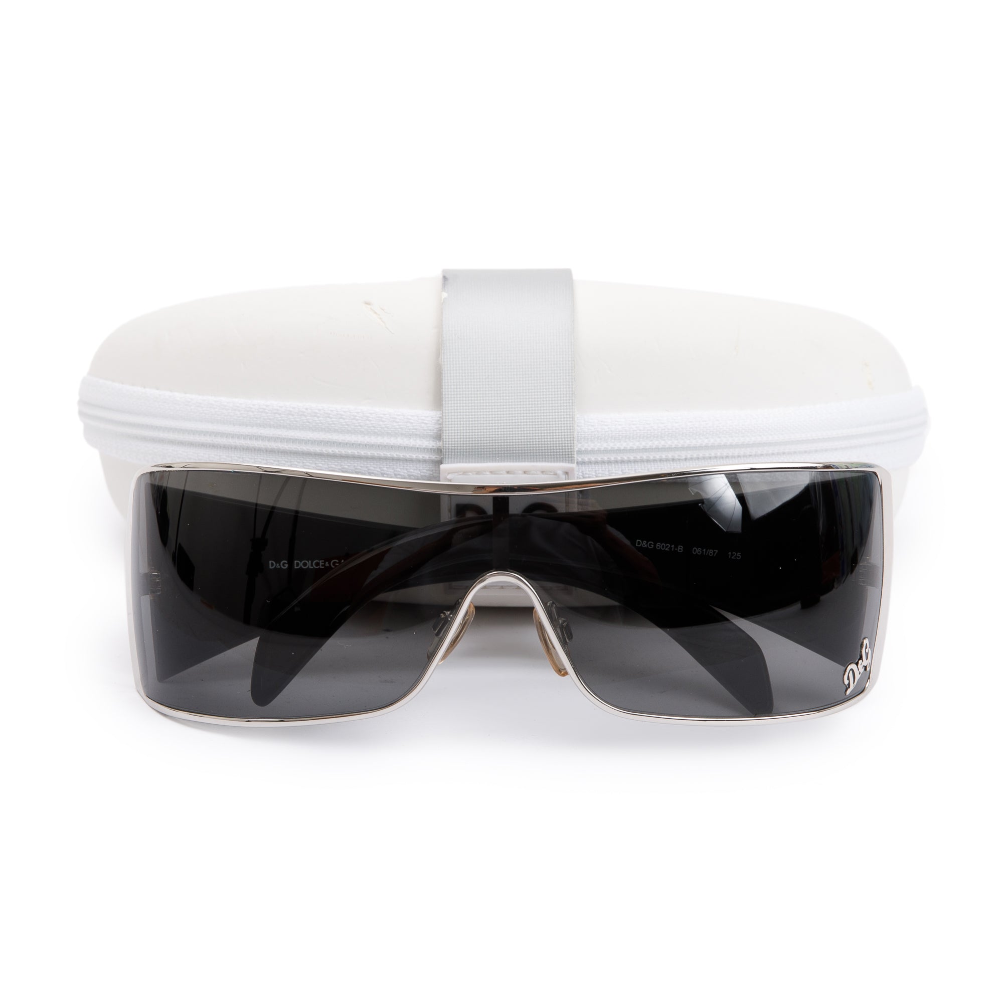 Dolce & Gabbana D&G6021-B Black Acetate Rhinestone Shield Sunglasses w/ Case