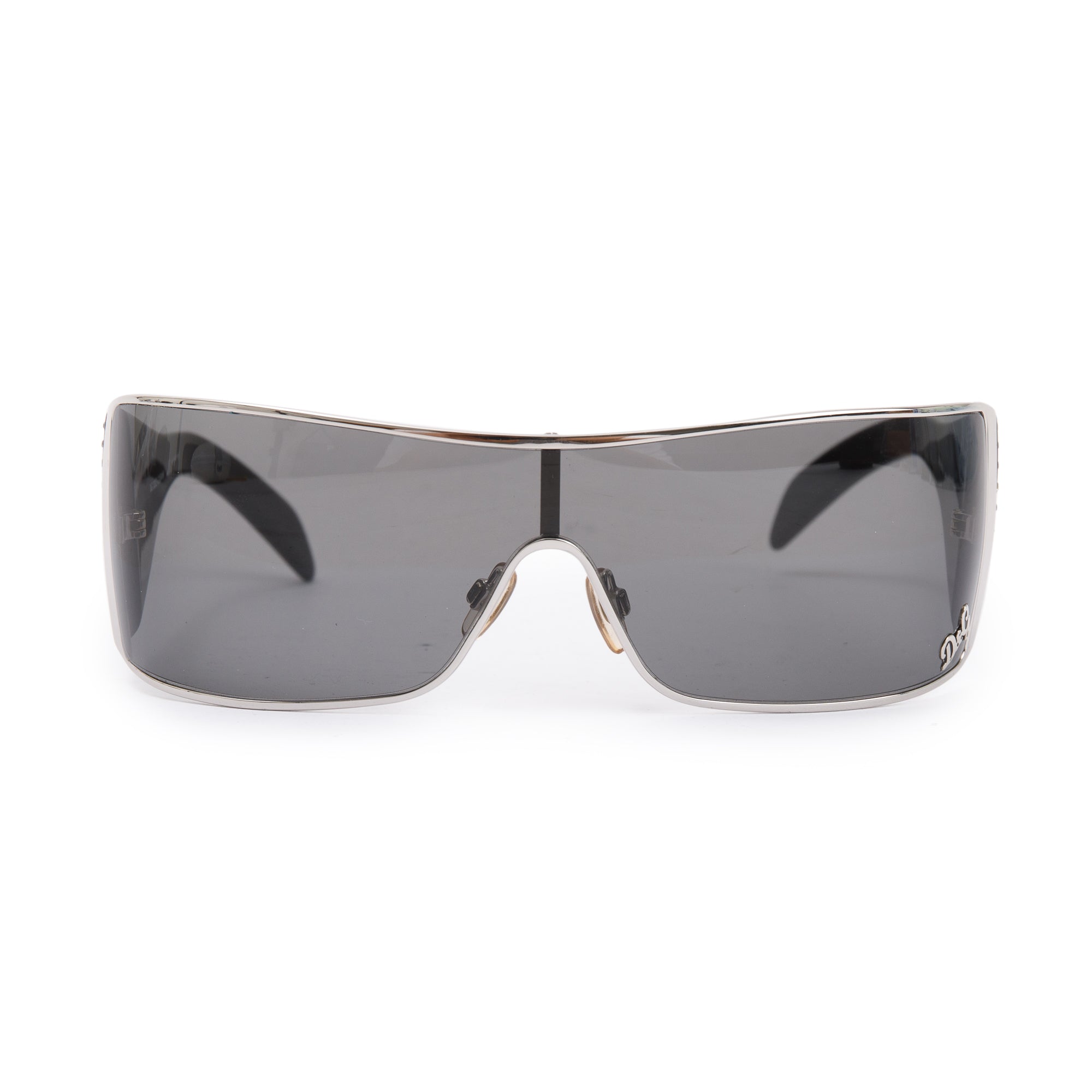 Dolce & Gabbana D&G6021-B Black Acetate Rhinestone Shield Sunglasses w/ Case