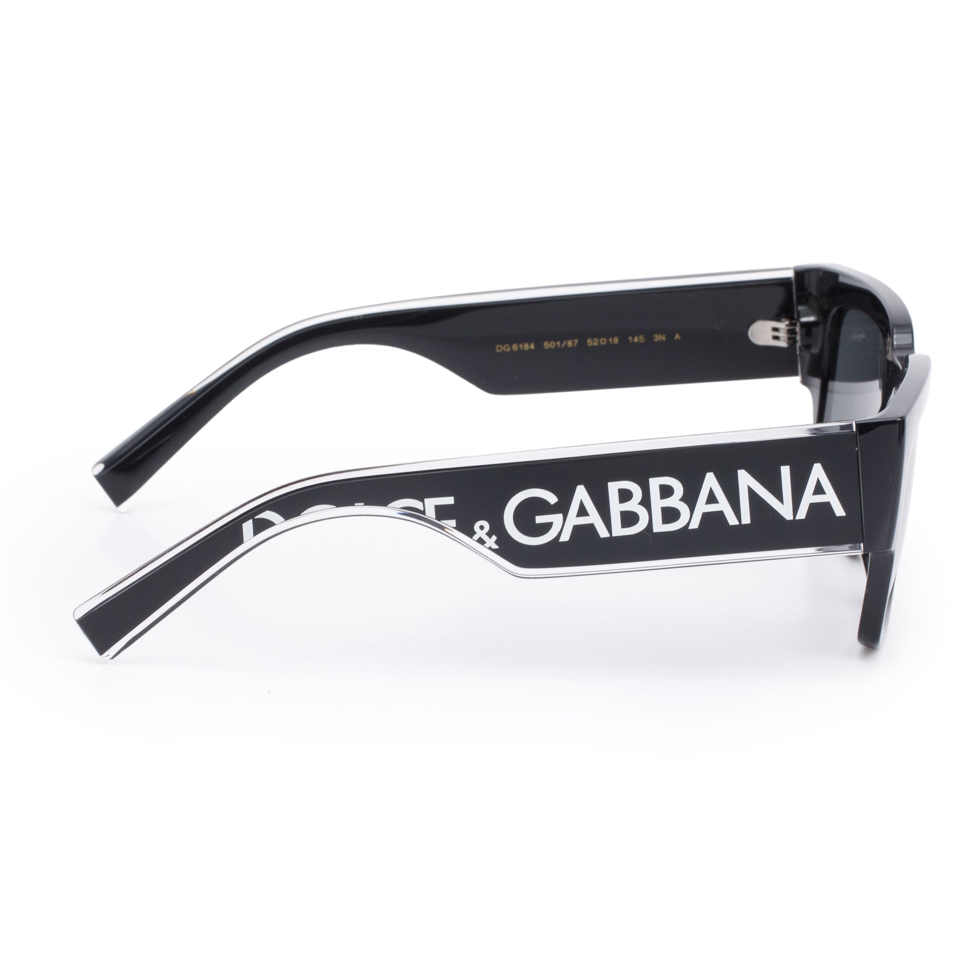 Dolce & Gabbana DG6184 Black Acetate DG Elastic Square Sunglasses w/ Box & Case