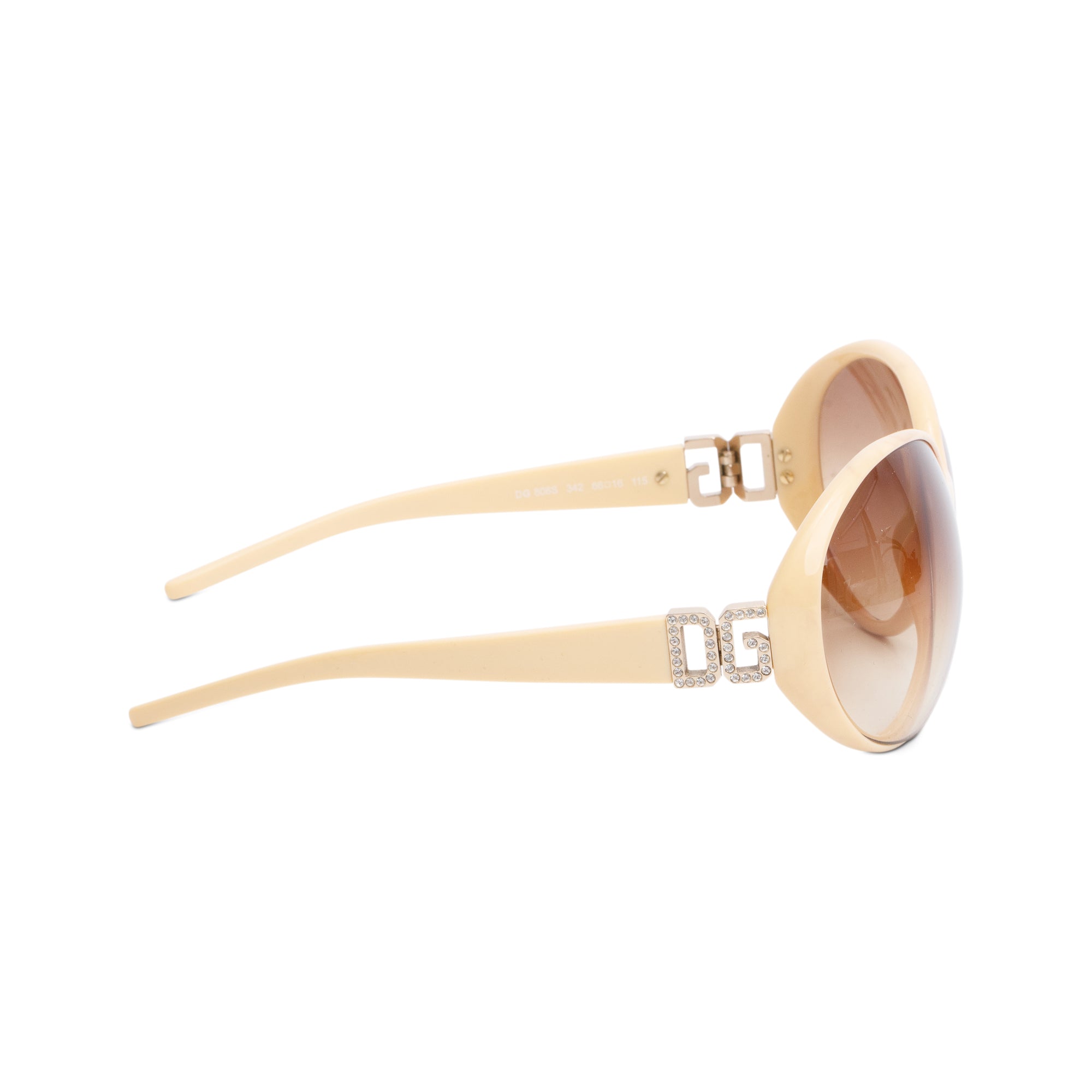 Dolce & Gabbana DG808S Beige Acetate Crystal Oversize Shield Sunglasses w/ Case