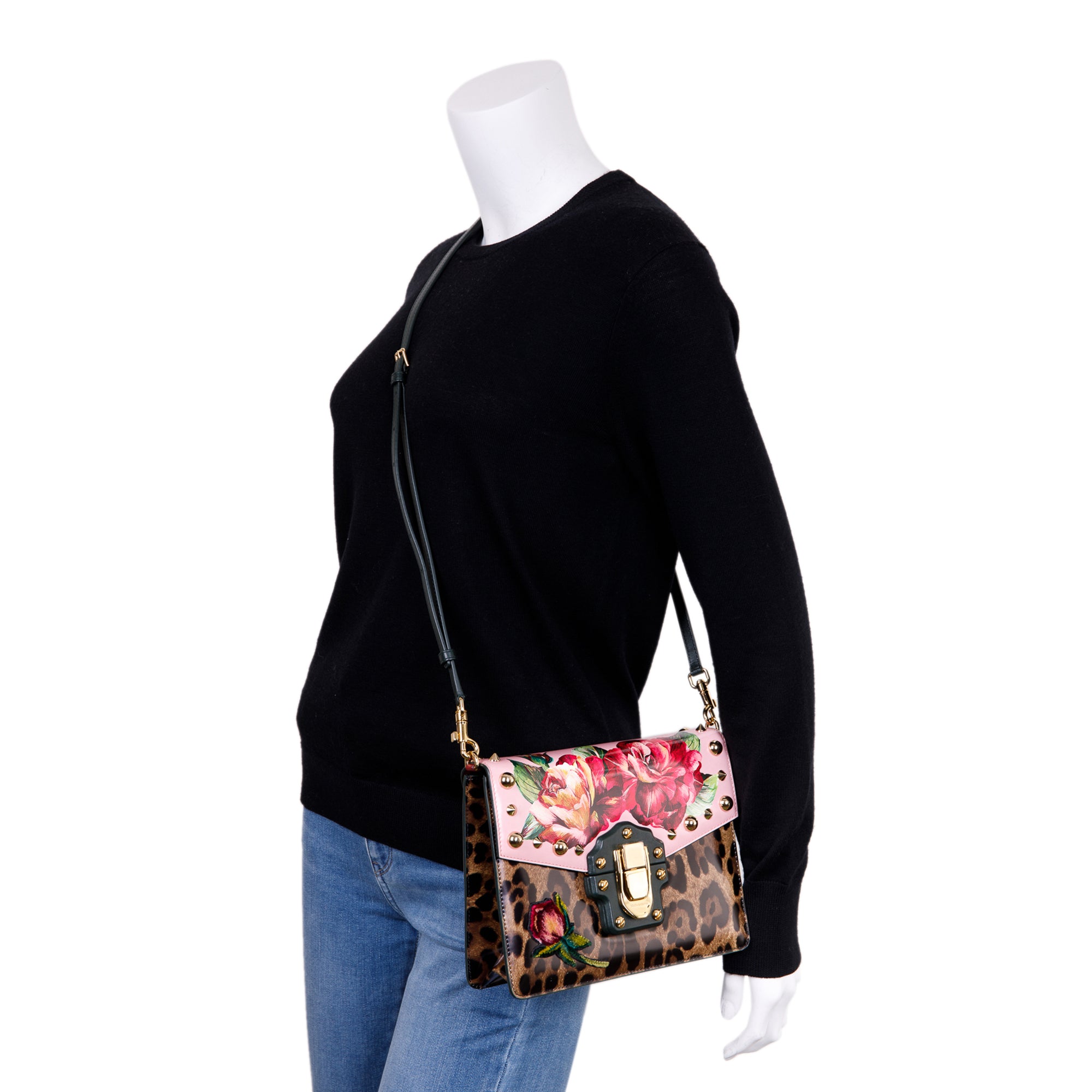 Dolce & Gabbana Embellished Leather Lucia Shoulder Bag