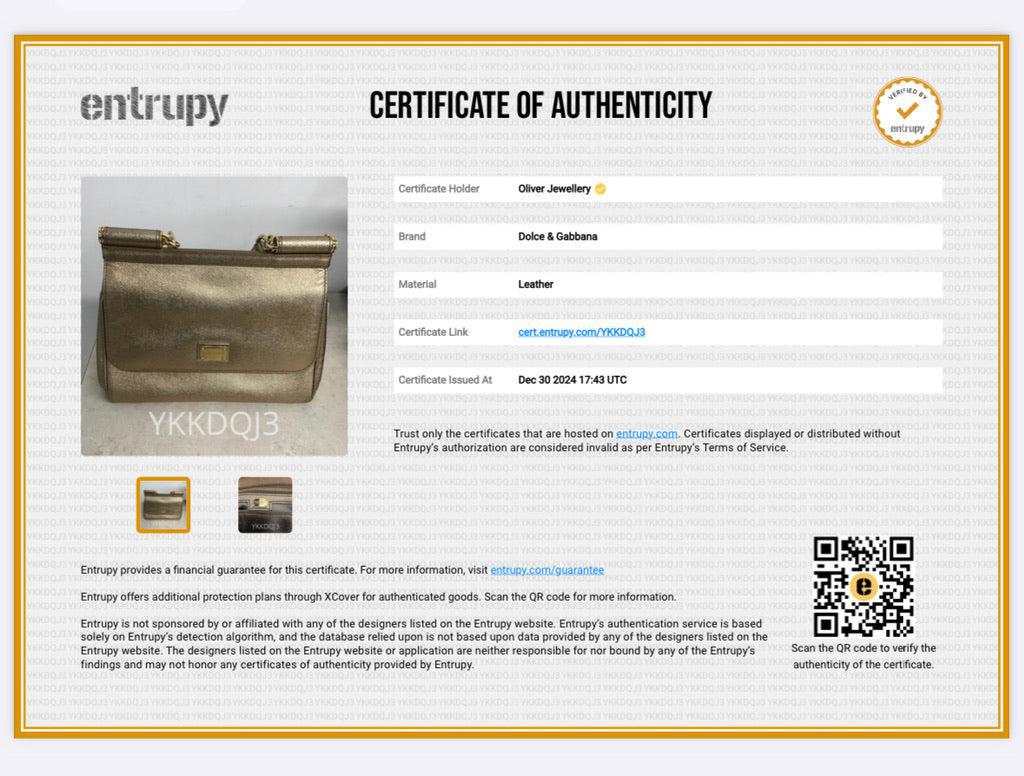 Dolce & Gabbana Gold Dauphine Leather Medium Miss Sicily Bag w/ Strap