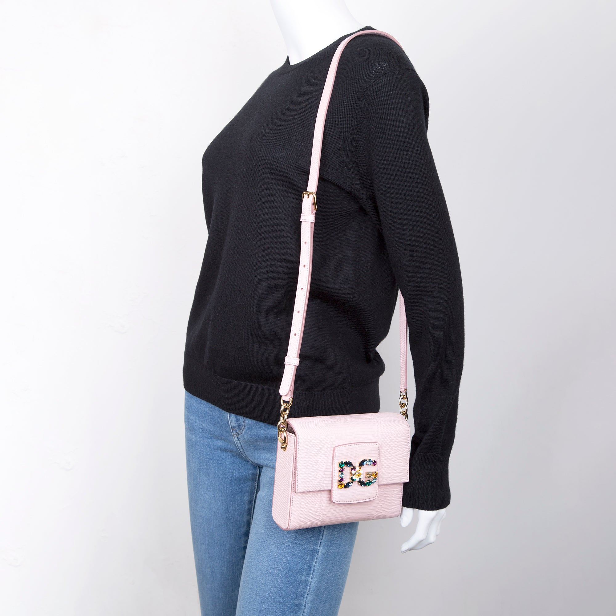 Dolce & Gabbana Lizard Embossed DG Millennials Mini Crossbody Bag