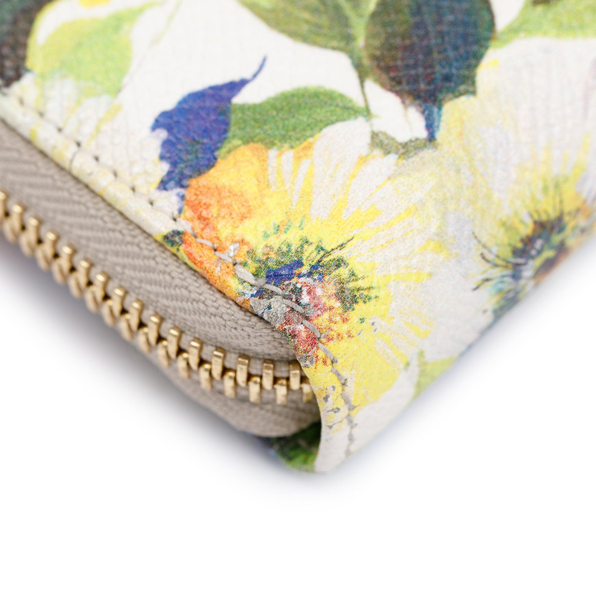 Dolce & Gabbana Multicolor Floral Print Leather Zip Around Wallet w/ Authenticity Card