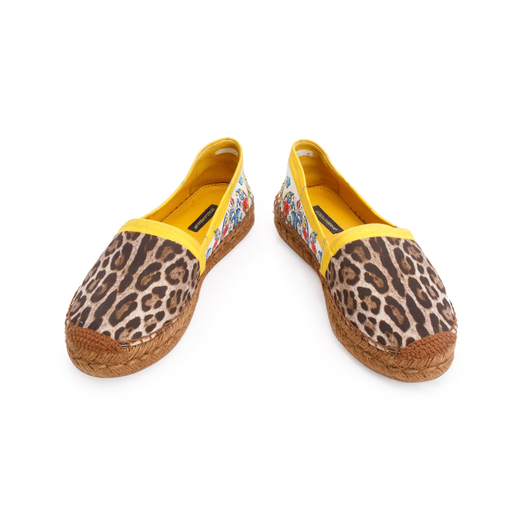 Dolce & Gabbana Multicolor Leopard Majolica Print Canvas Espadrille, Size 37