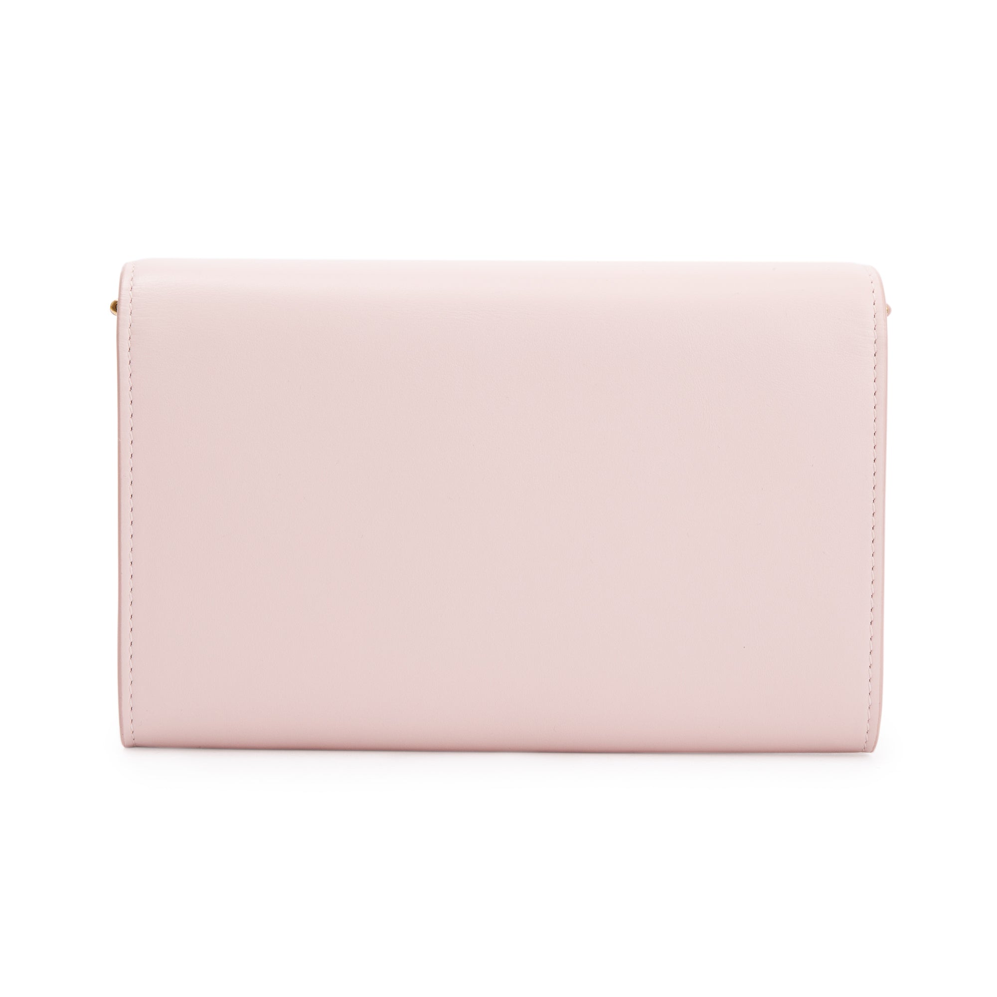 Dolce & Gabbana Pink Calfskin Leather DG Logo Flap Chain Clutch Bag w/ Authenticity Card