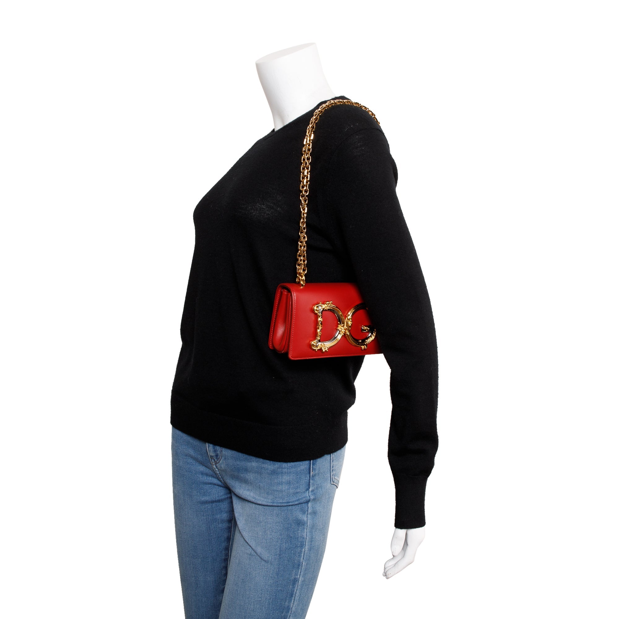 Dolce & Gabbana Red Calfskin Leather DG Girls Phone Crossbody Bag