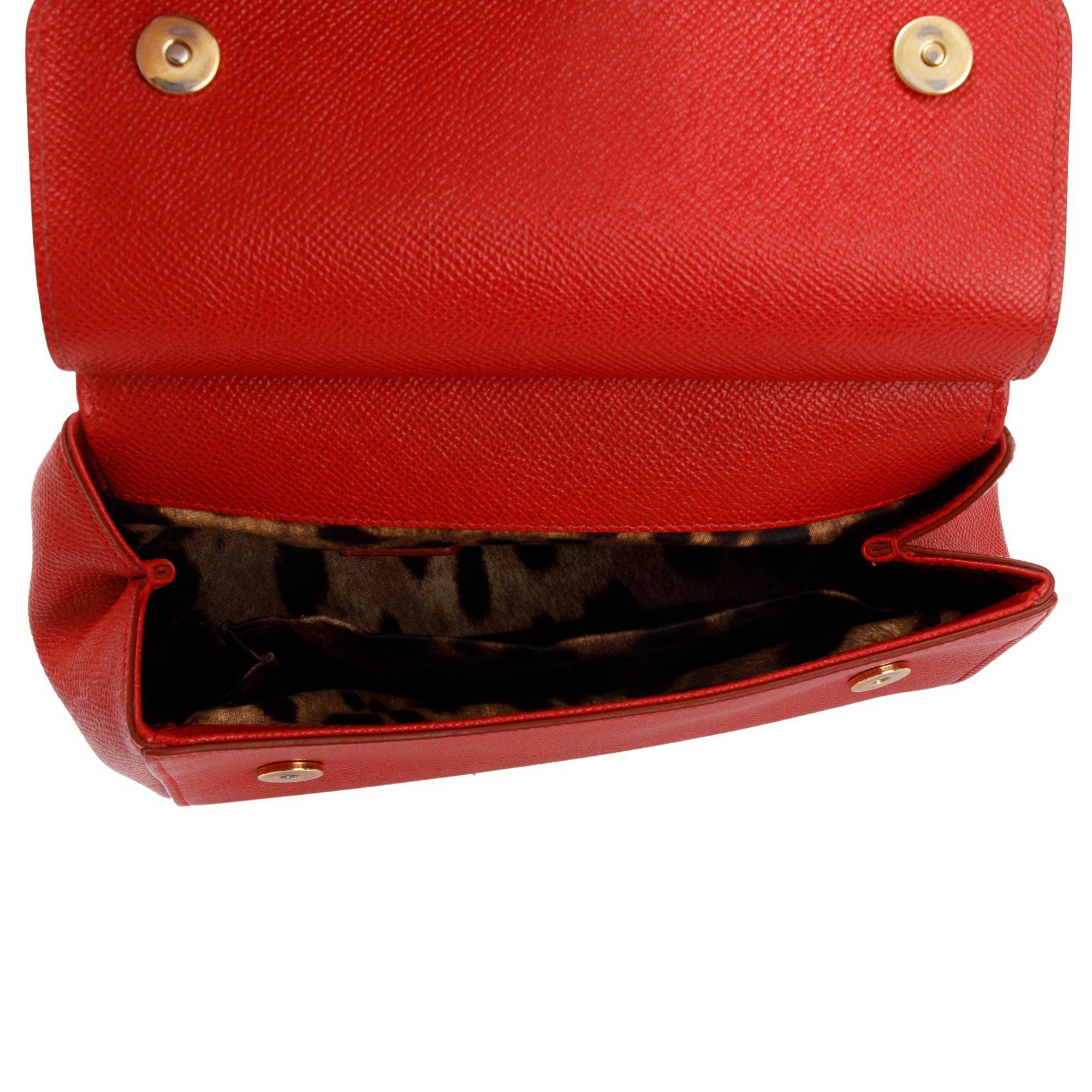 Dolce & Gabbana Red Dauphine Leather Small Miss Sicily Bag w/ Strap