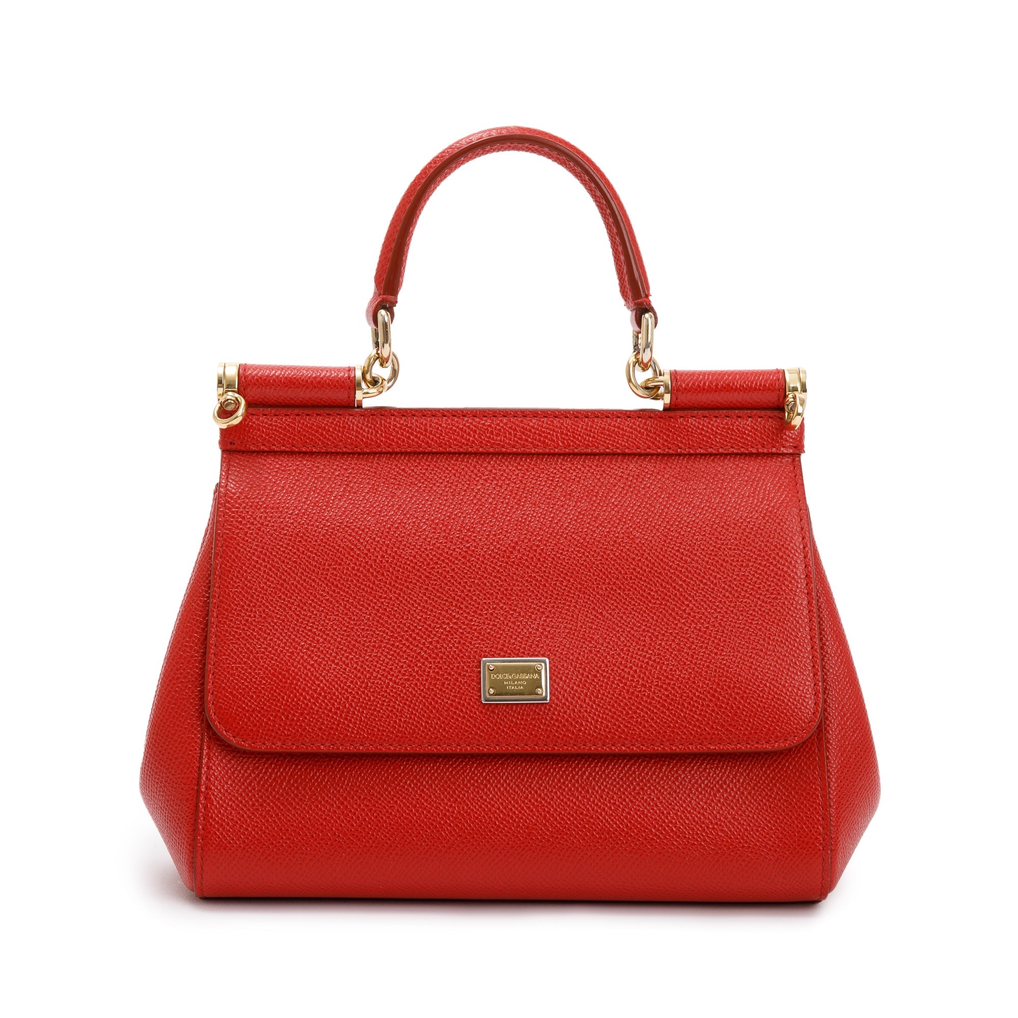 Dolce & Gabbana Red Dauphine Leather Small Miss Sicily Bag w/ Strap