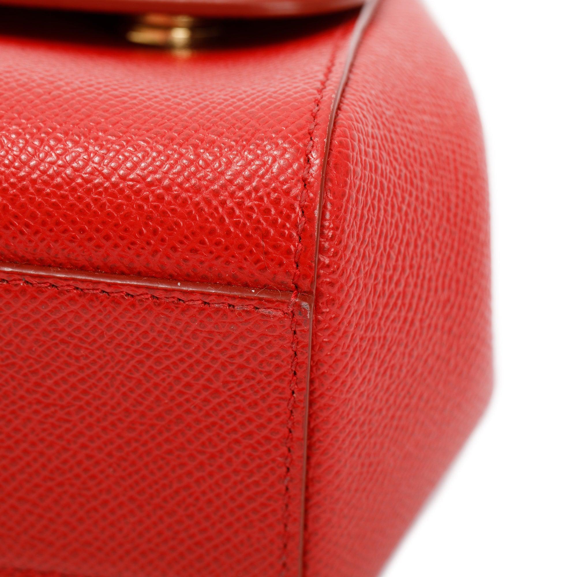 Dolce & Gabbana Red Dauphine Leather Small Miss Sicily Bag w/ Strap