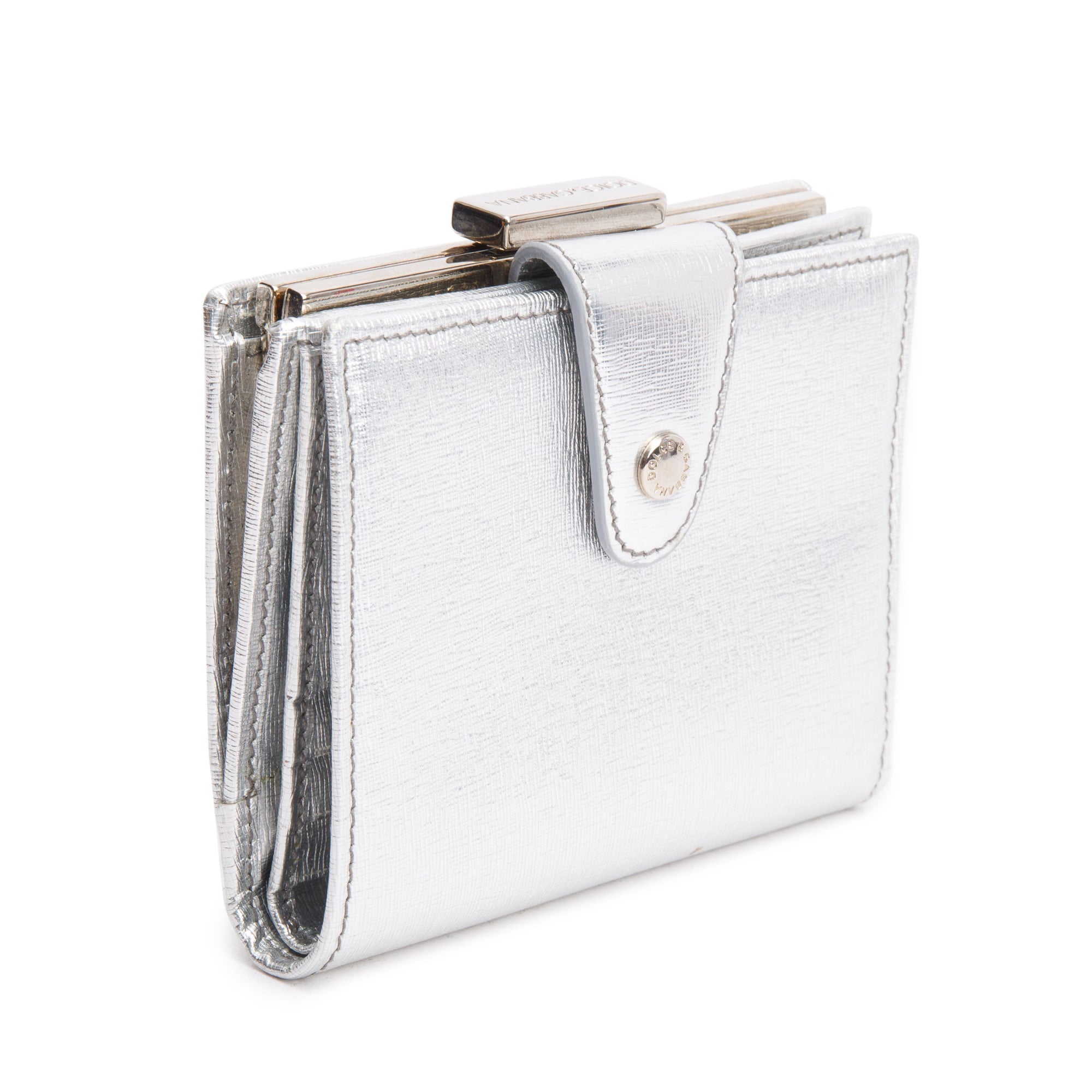 Dolce & Gabbana Silver Metallic Leather DG Compact Wallet