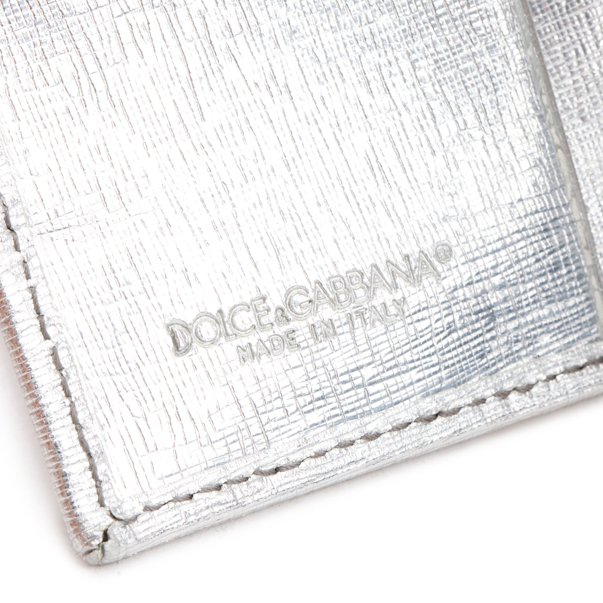 Dolce & Gabbana Silver Metallic Leather DG Compact Wallet