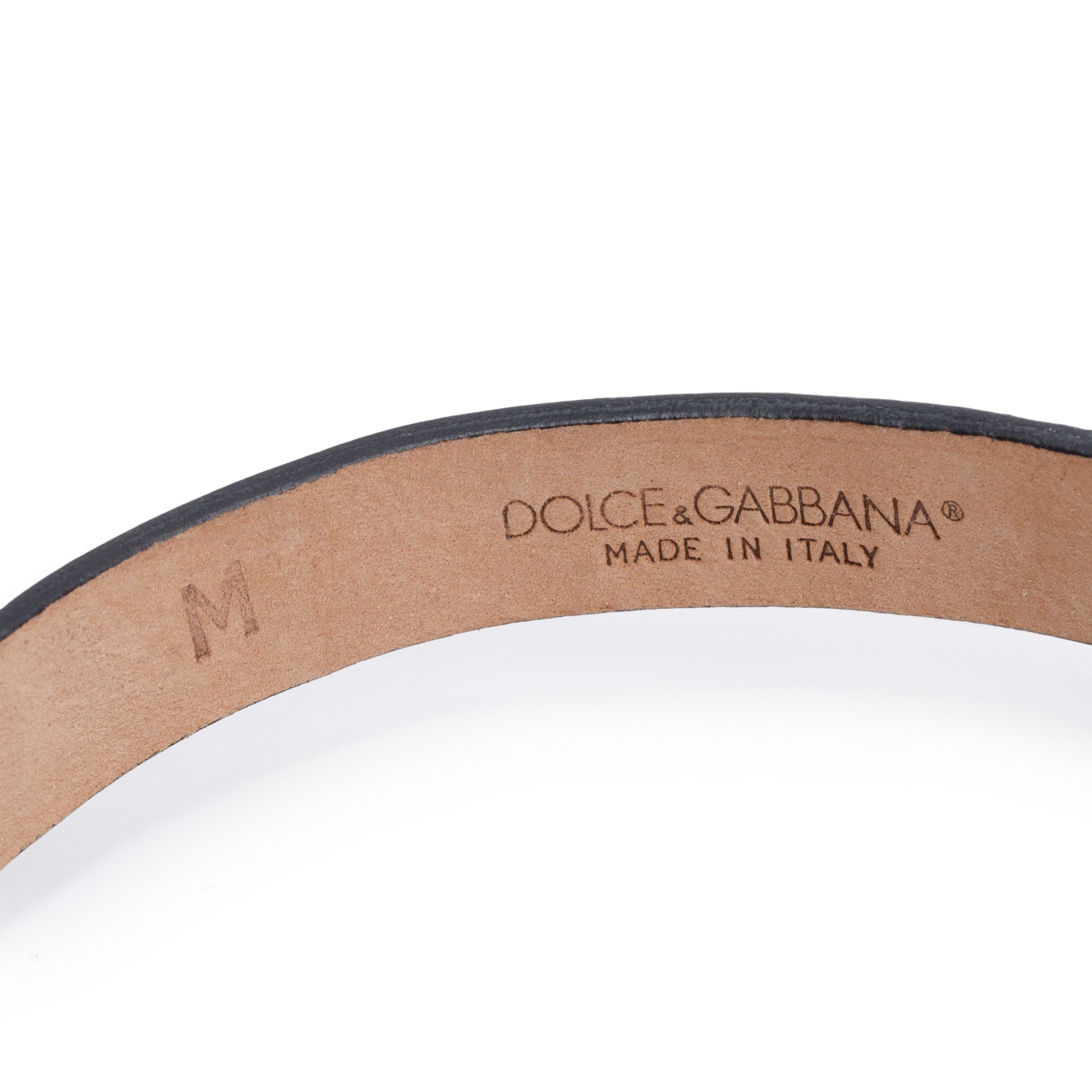 Dolce & Gabbana Silver Plated Crystal 'DG' Black Leather Collar Necklace