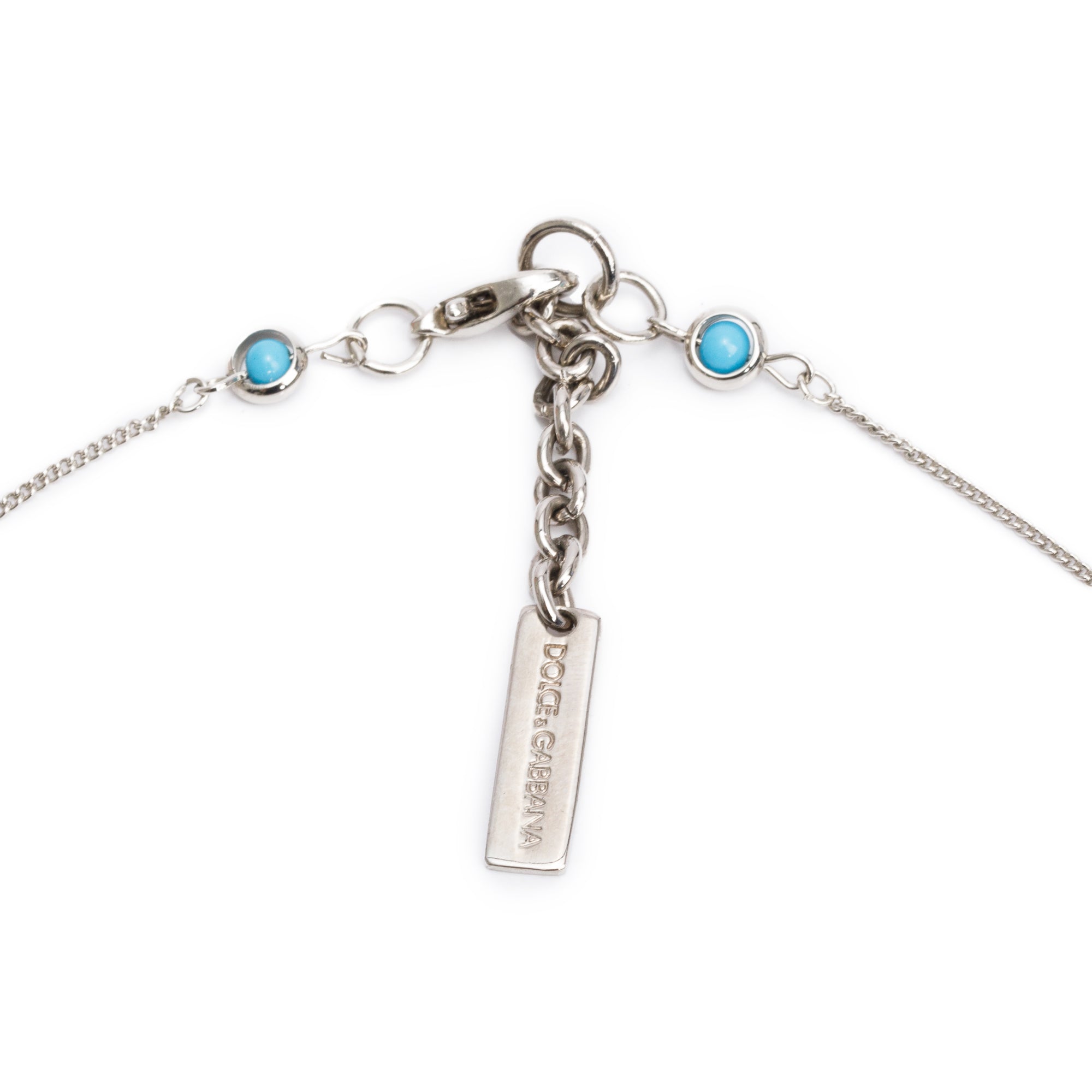 Dolce & Gabbana Silver Plated Resin & Crystal Embellished Cross Pendant Necklace
