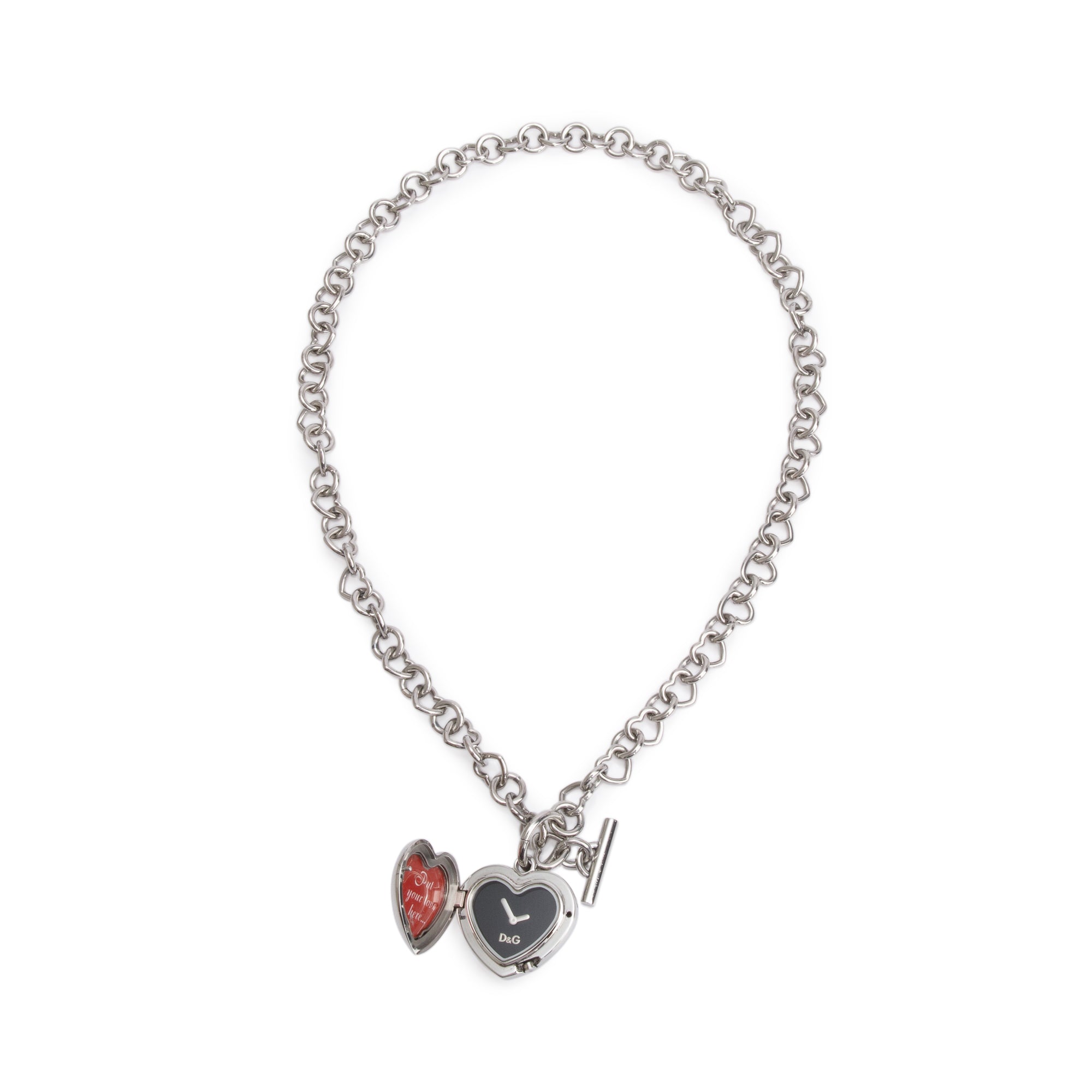 Dolce & Gabbana Stainless Steel Heart Watch Necklace