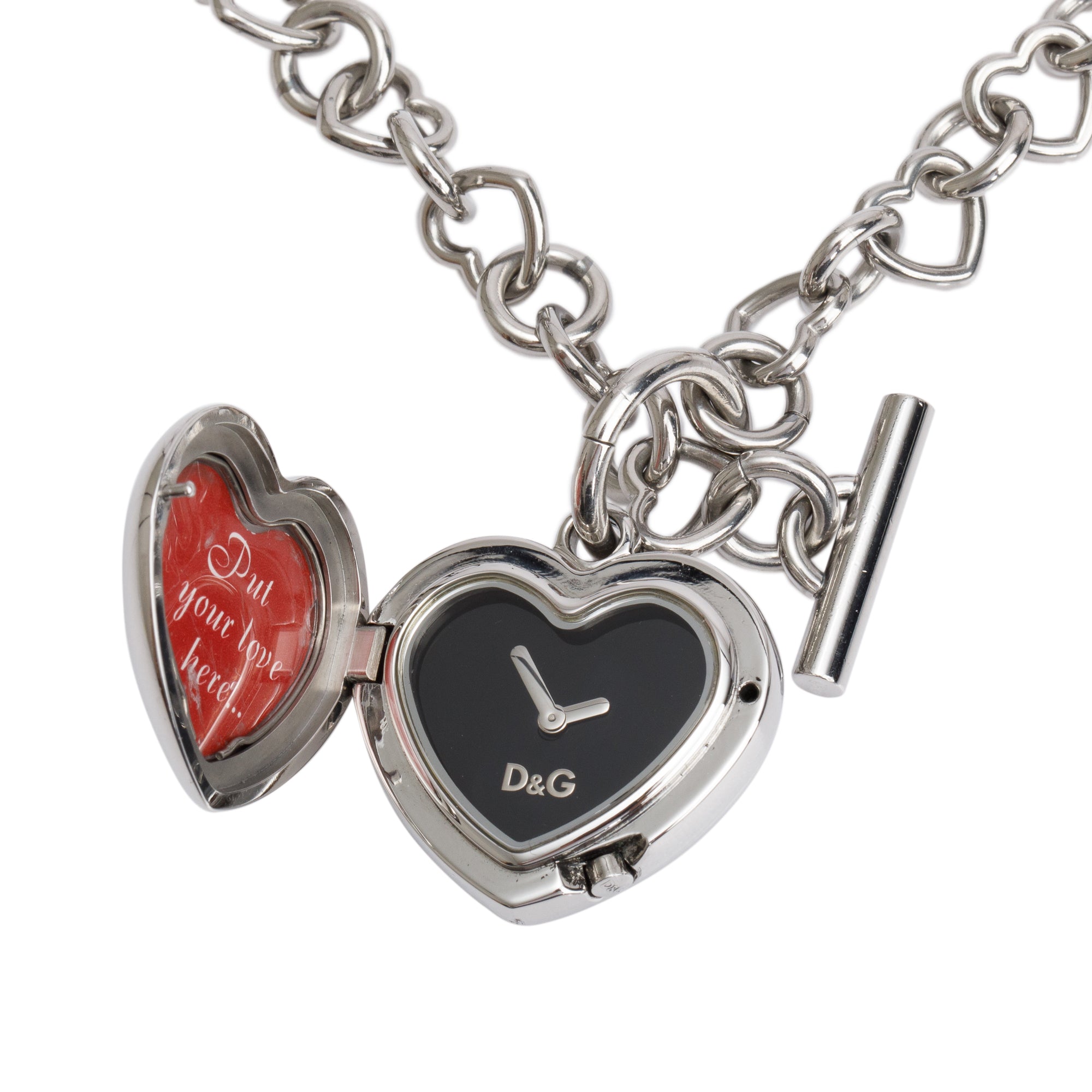 Dolce & Gabbana Stainless Steel Heart Watch Necklace