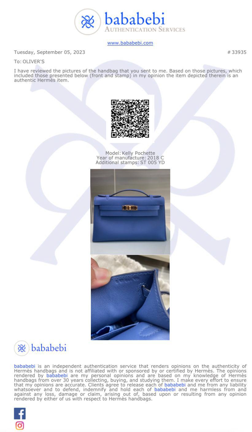 Hermes Navy Swift Leather Kelly Pochette Clutch