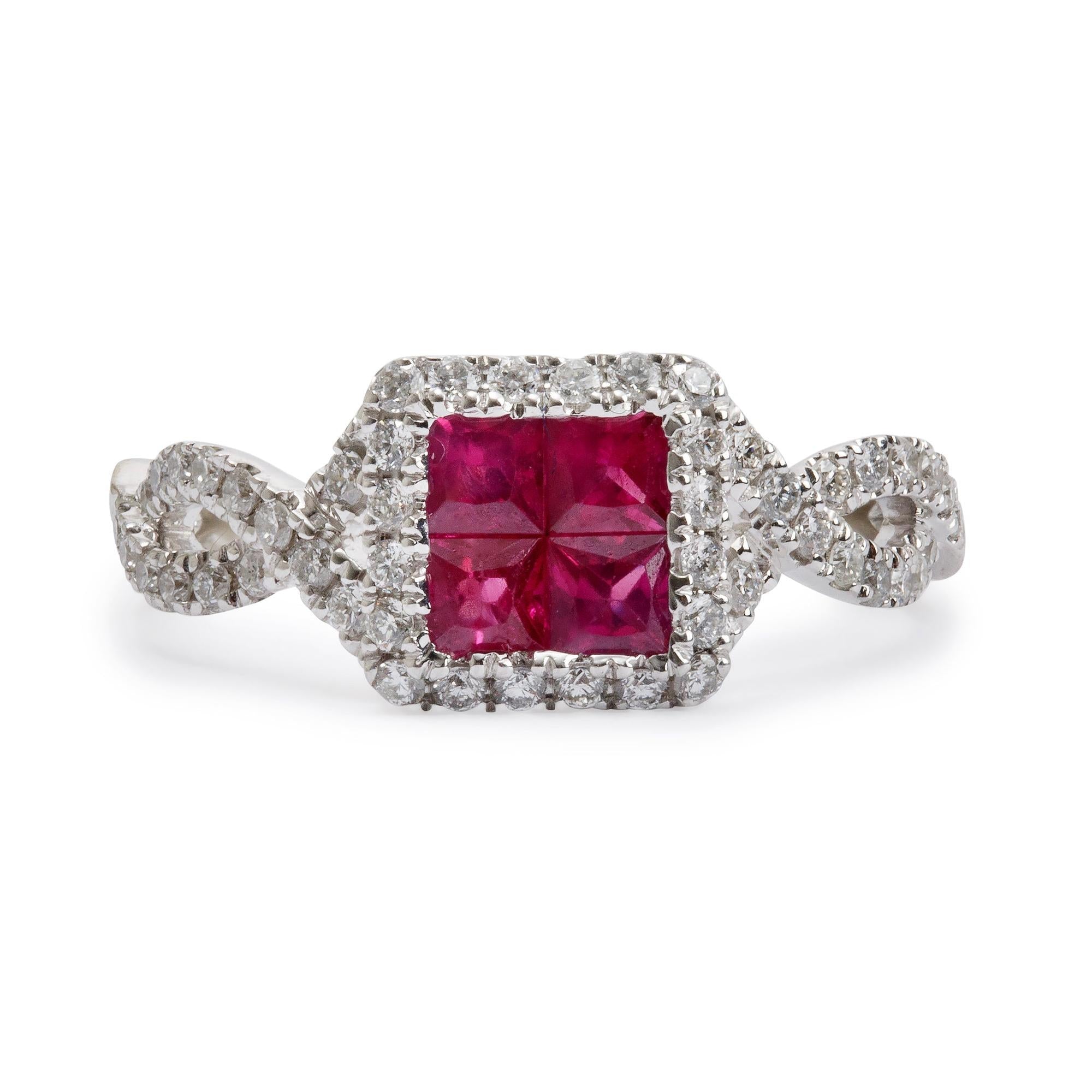 EFFY 14k White Gold Ruby and Diamond Ring