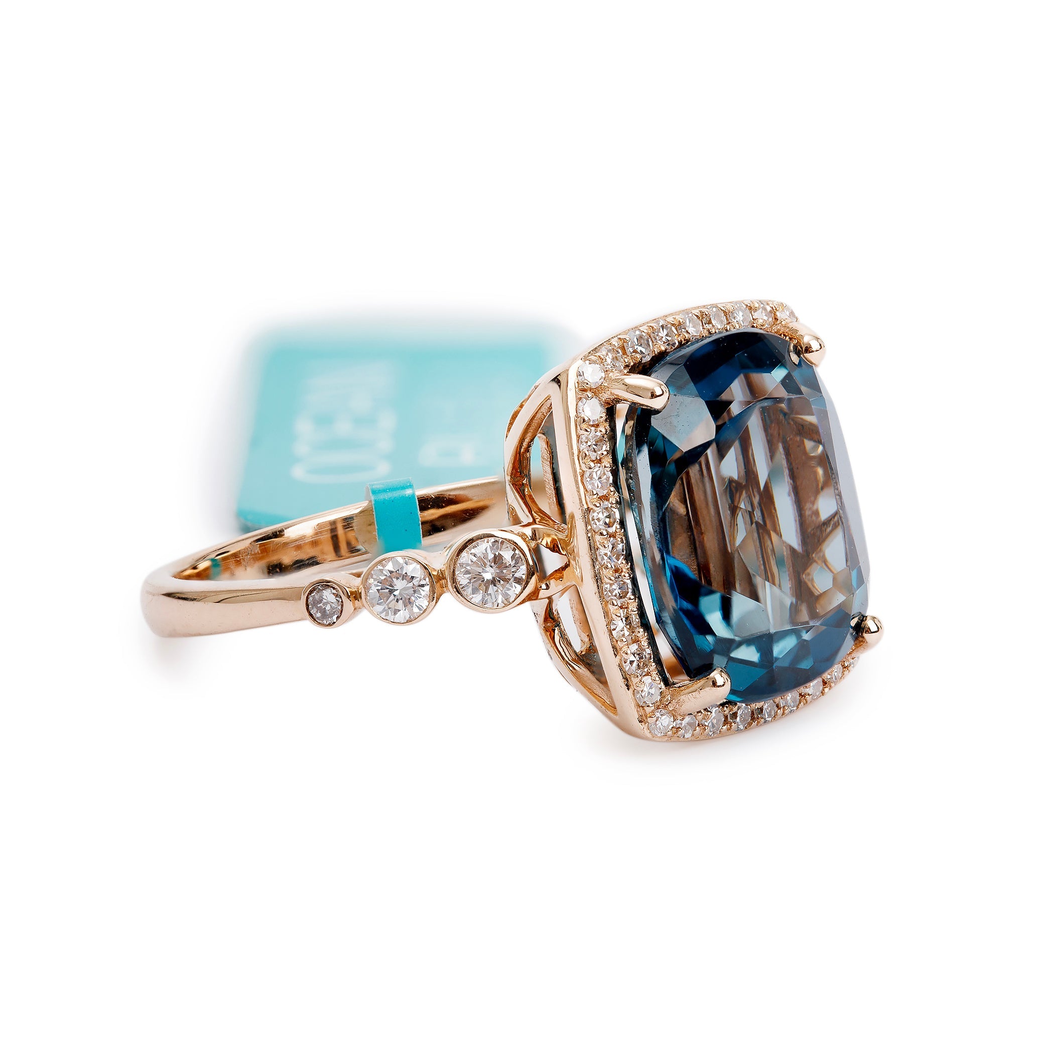 Effy 14k Rose Gold Blue Topaz & Diamond Cocktail Ring, Size 7