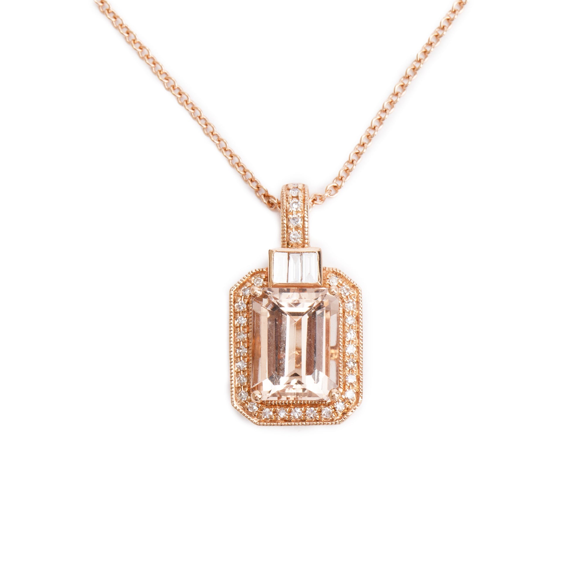 Effy 14k Rose Gold Morganite & Diamond Pendant Necklace