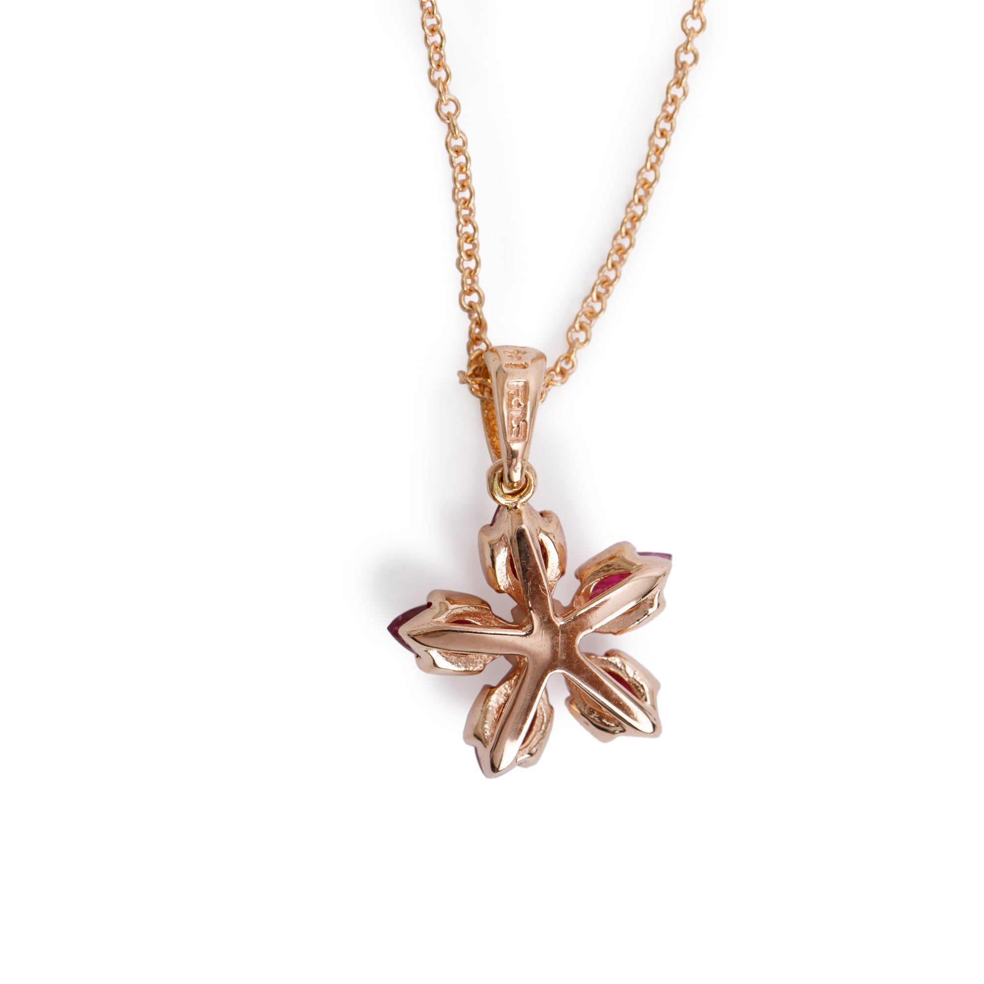Effy 14k Rose Gold Ruby & Diamond Floral Pendant Necklace