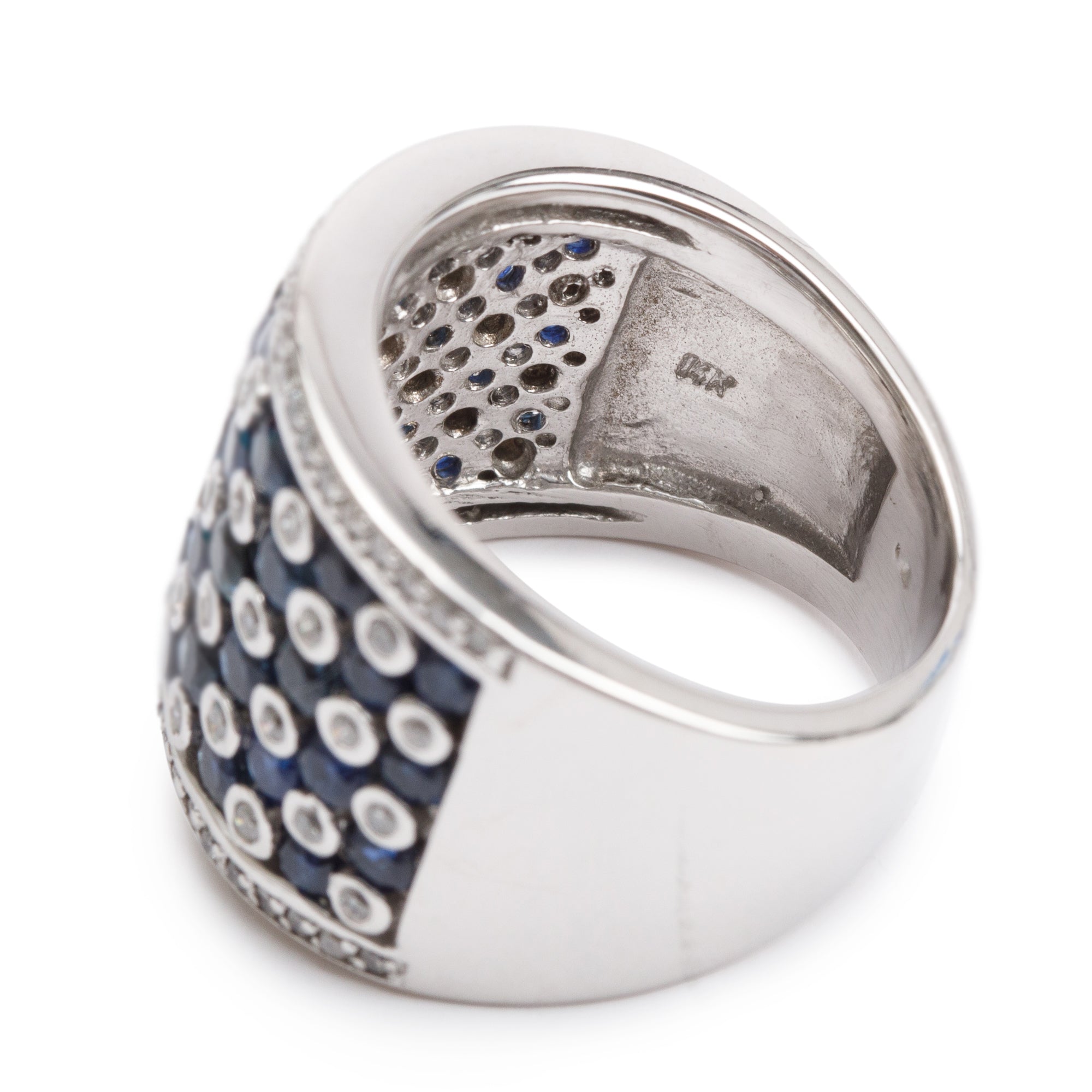 Effy 14k White Gold Blue Sapphire & Diamond Ring, Size 7