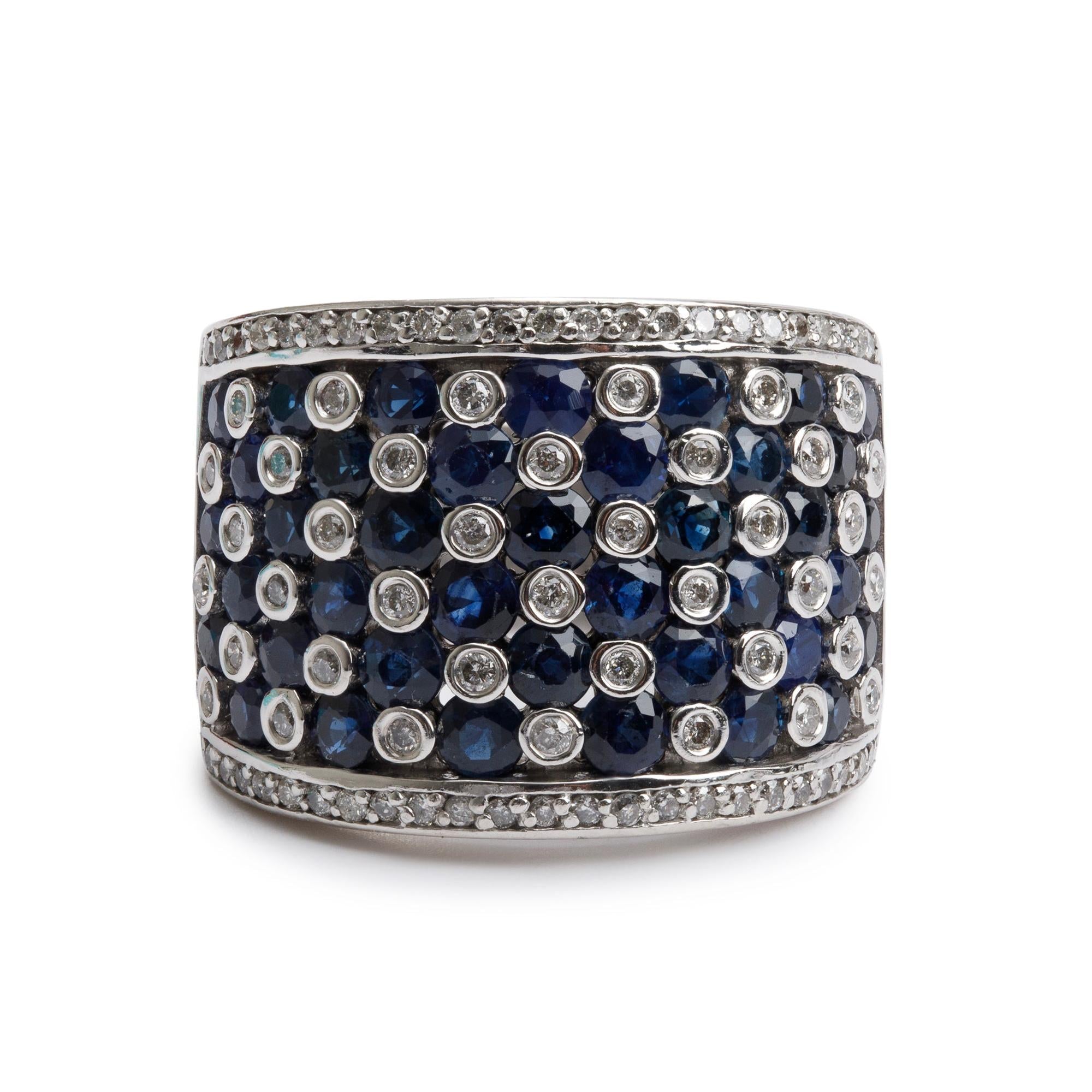 Effy 14k White Gold Blue Sapphire & Diamond Ring, Size 7