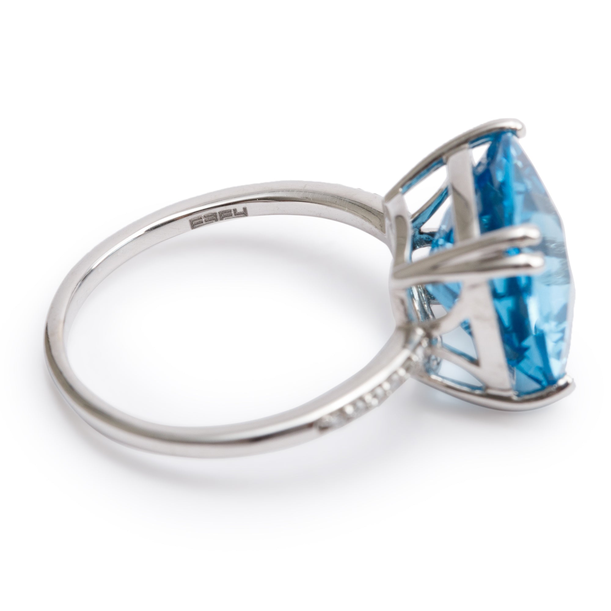 Effy 14k White Gold Blue Topaz & Diamond Ring, Size 7