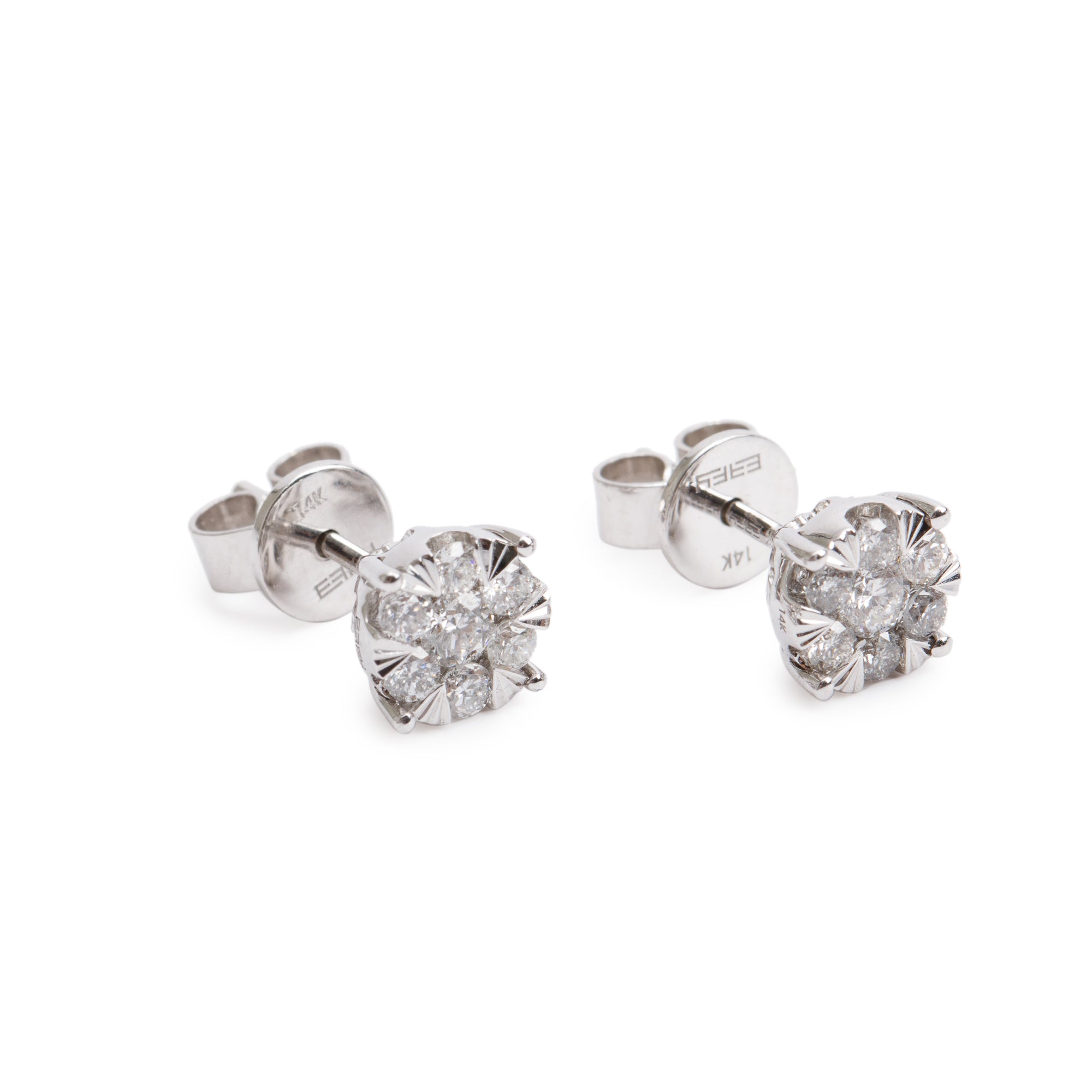 Effy 14k White Gold Cluster Diamond Stud Earrings