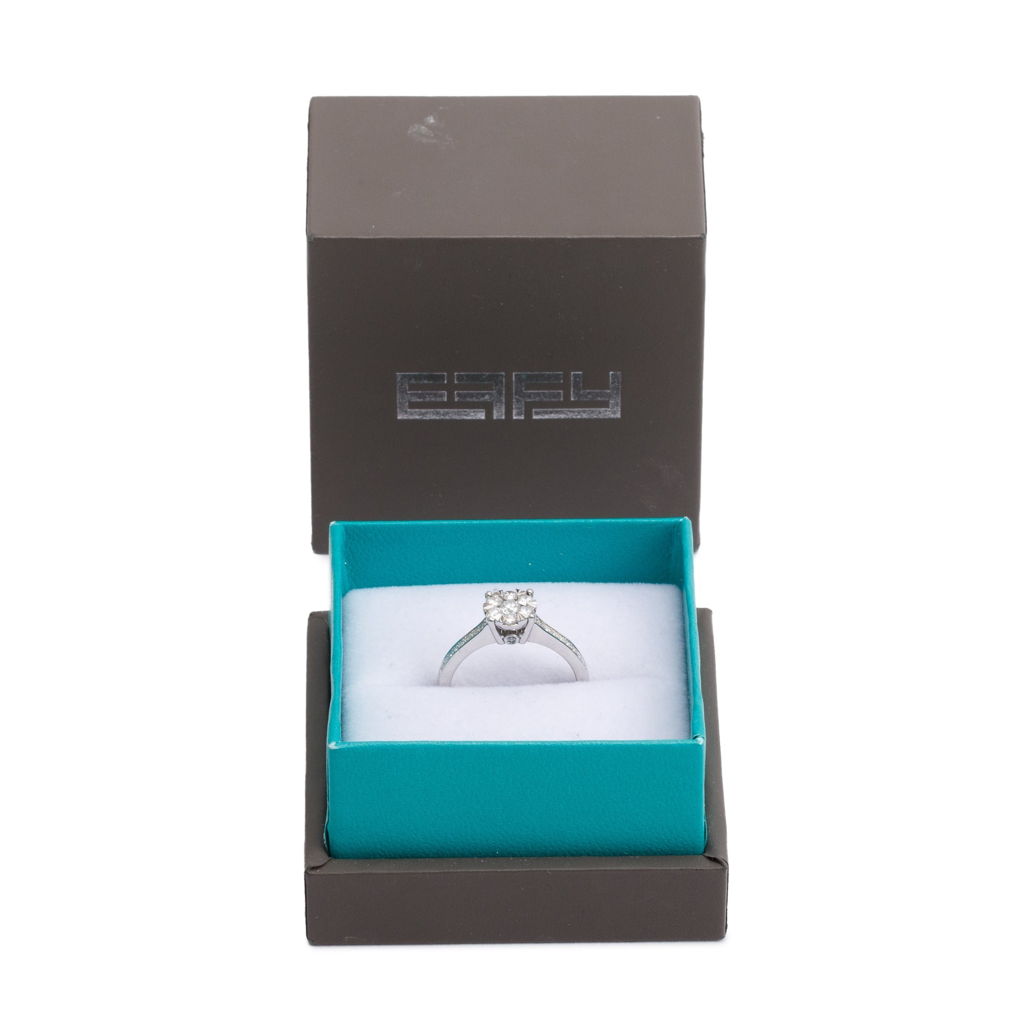Effy 14k White Gold Diamond Cluster Ring, Size 7 w/ Box