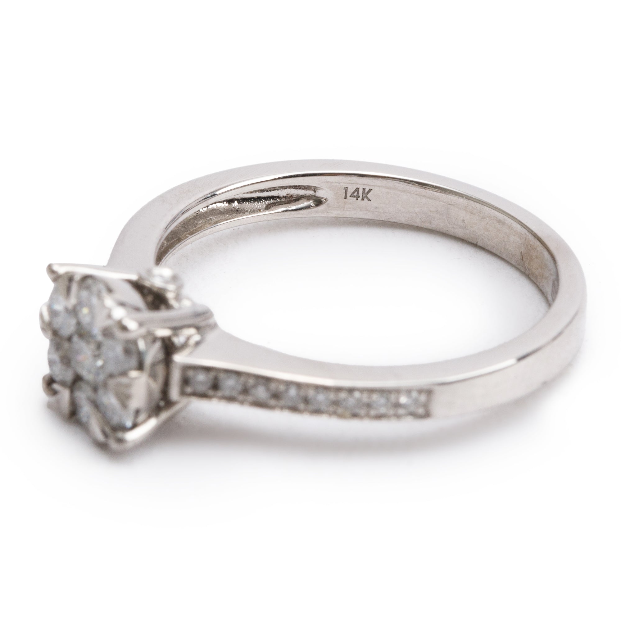 Effy 14k White Gold Diamond Cluster Ring, Size 7 w/ Box