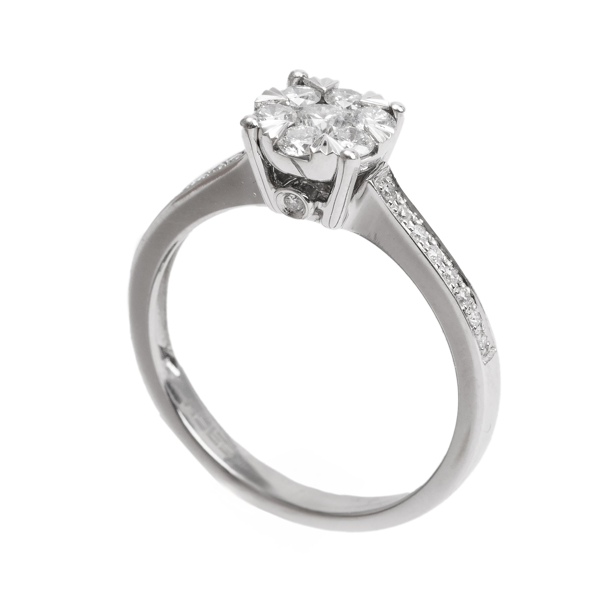 Effy 14k White Gold Diamond Cluster Ring, Size 7 w/ Box