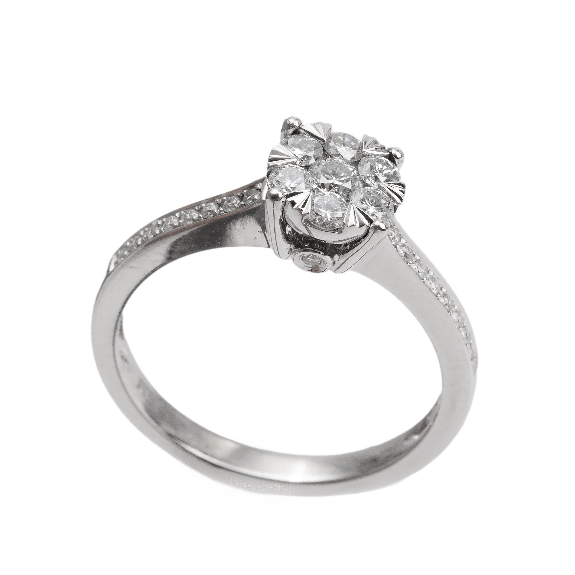 Effy 14k White Gold Diamond Cluster Ring, Size 7 w/ Box