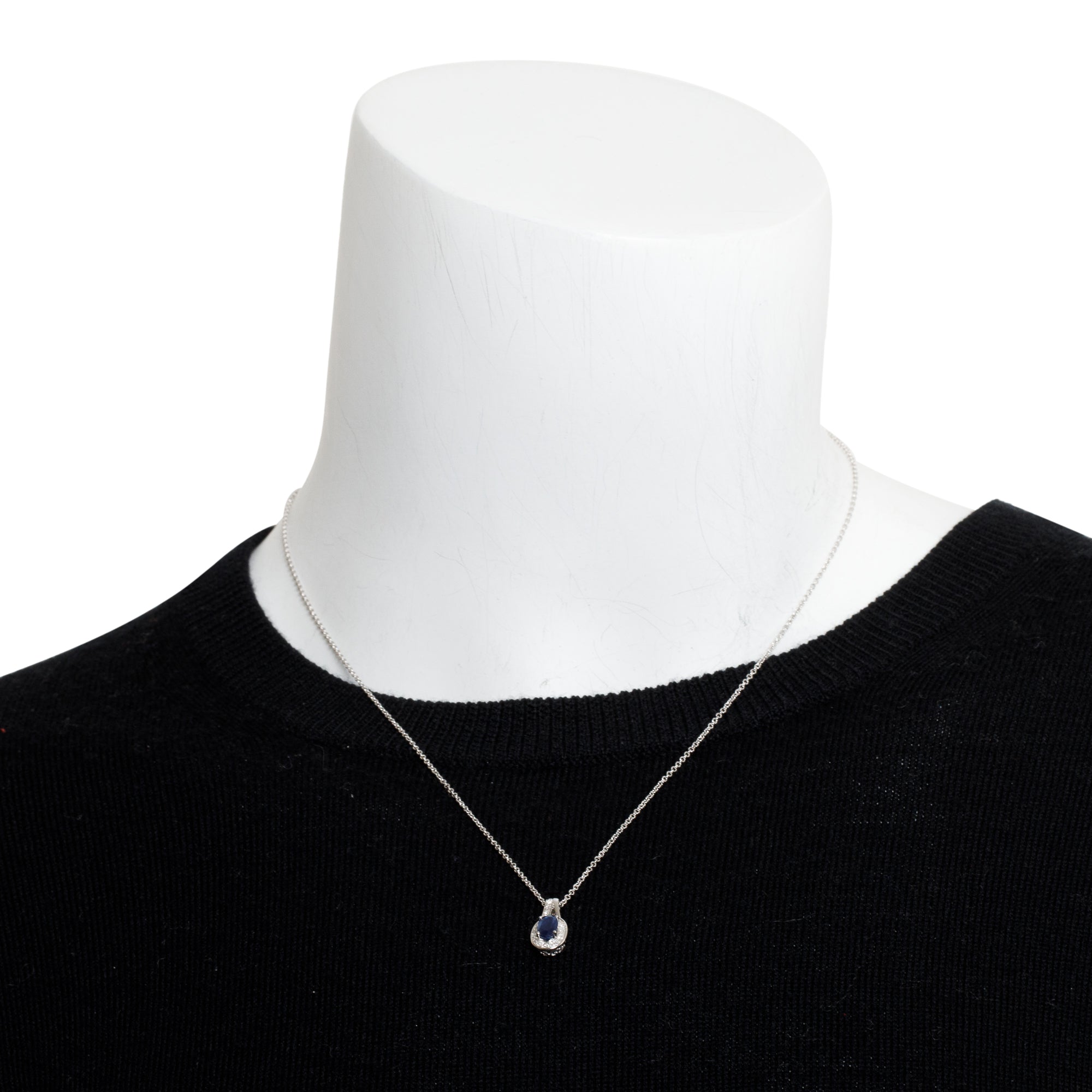 Effy 14k White Gold Sapphire & Diamond Pendant Necklace
