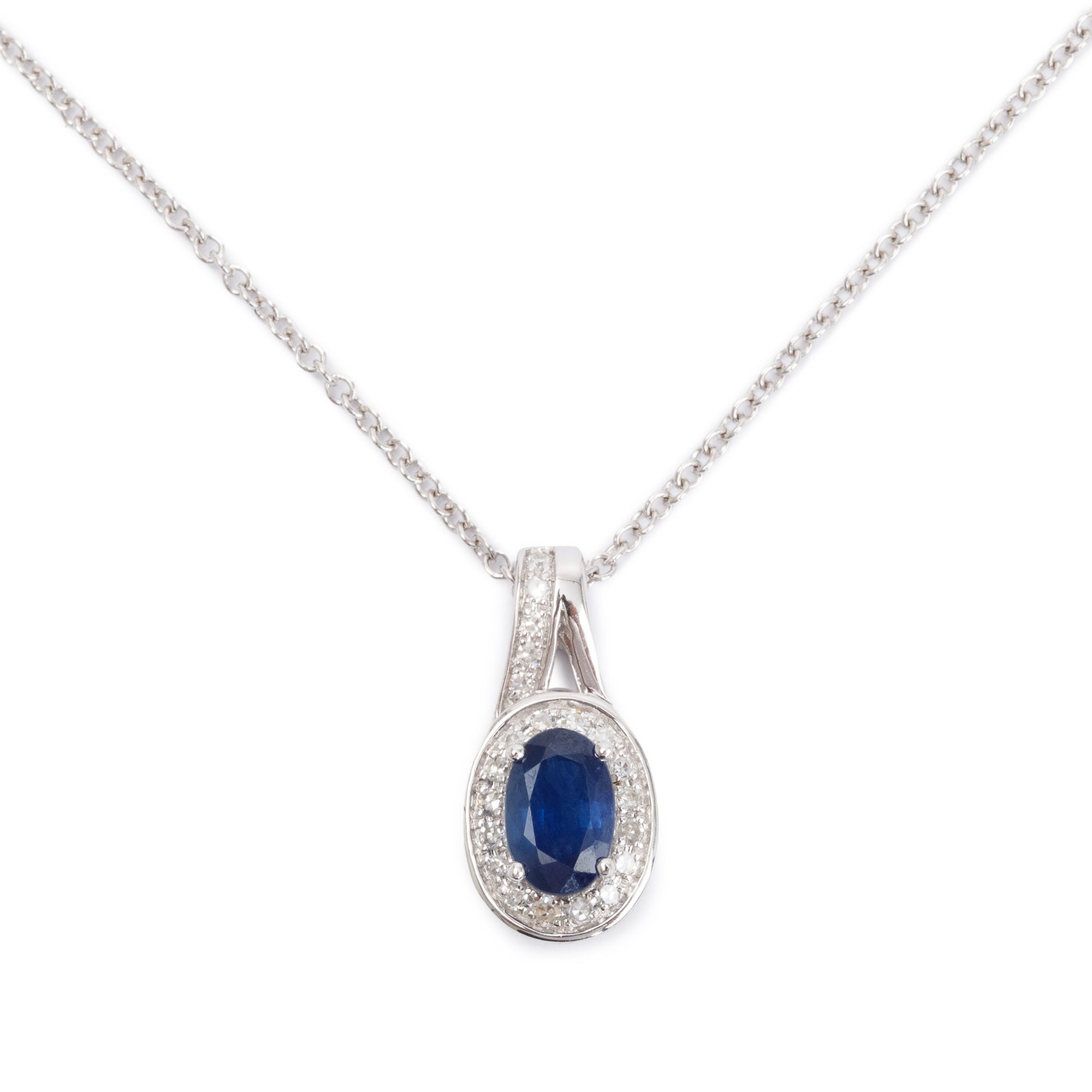Effy 14k White Gold Sapphire & Diamond Pendant Necklace